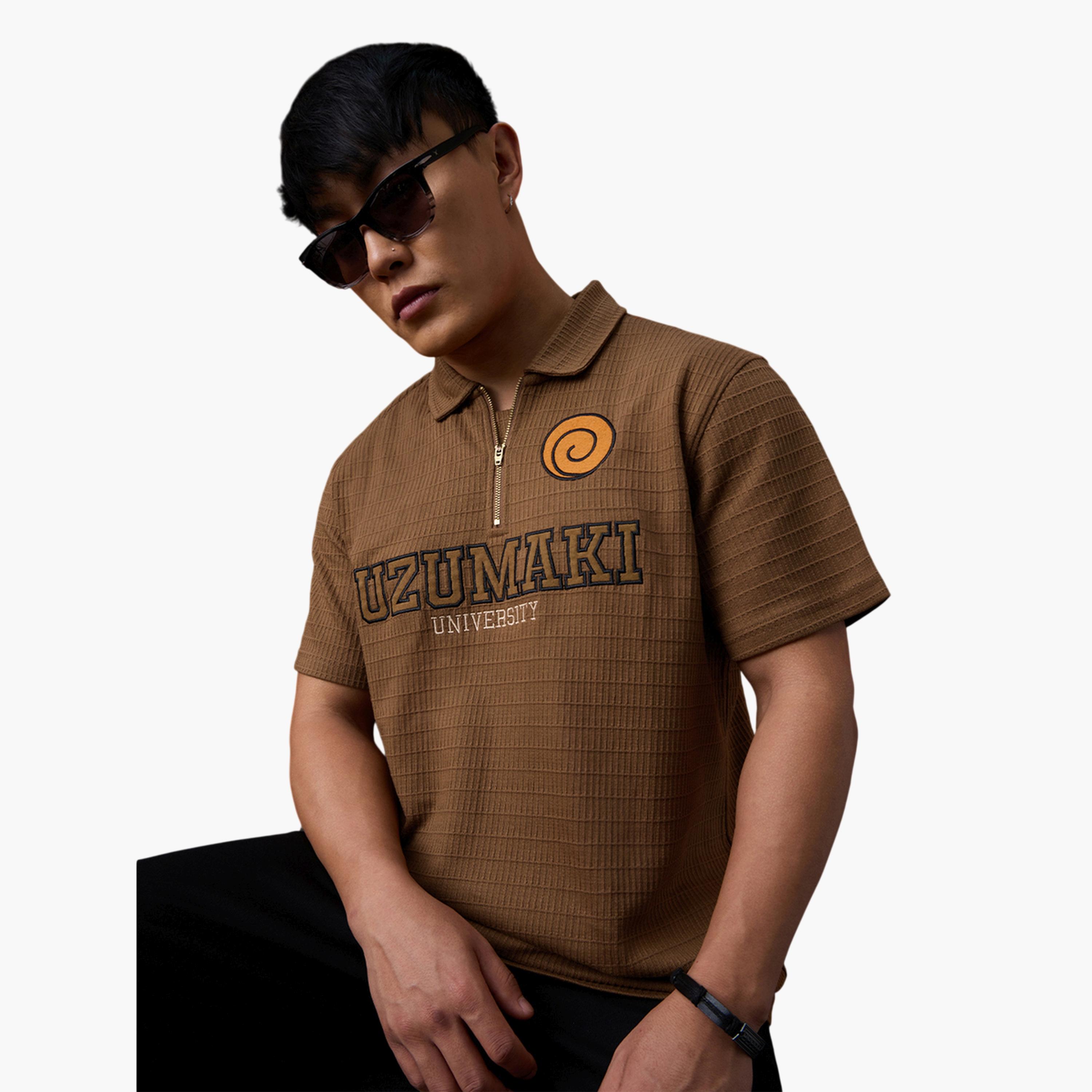The Souled Store X Styli Men Embroidered Uzumaki University Polo T-Shirt with Zip-men-clothing-tshirtsandpolos-polos-image-3