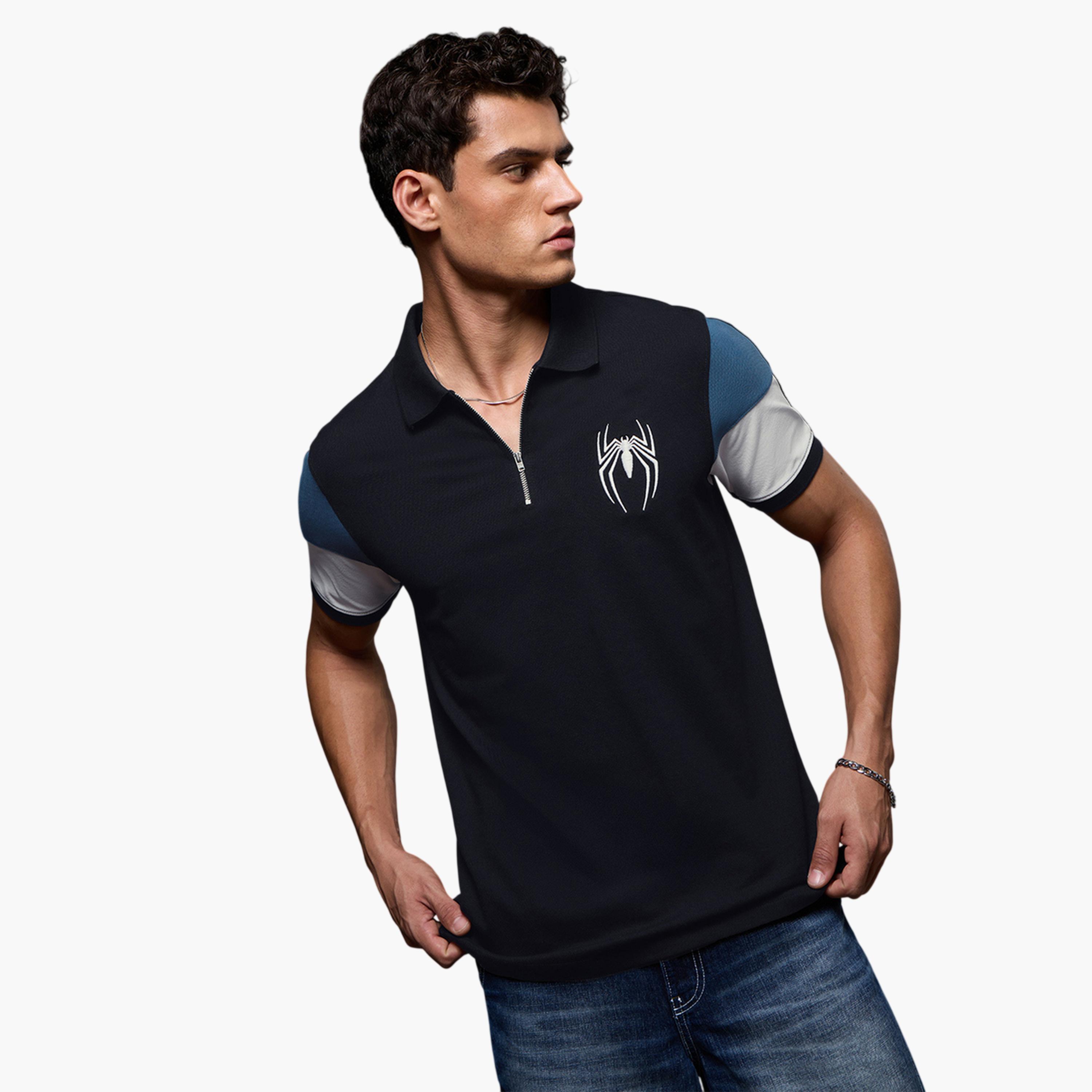 The Souled Store X Styli Men Spider-Man Embroidered Polo T-Shirt with Zip Detail-men-clothing-tshirtsandpolos-polos-image-1