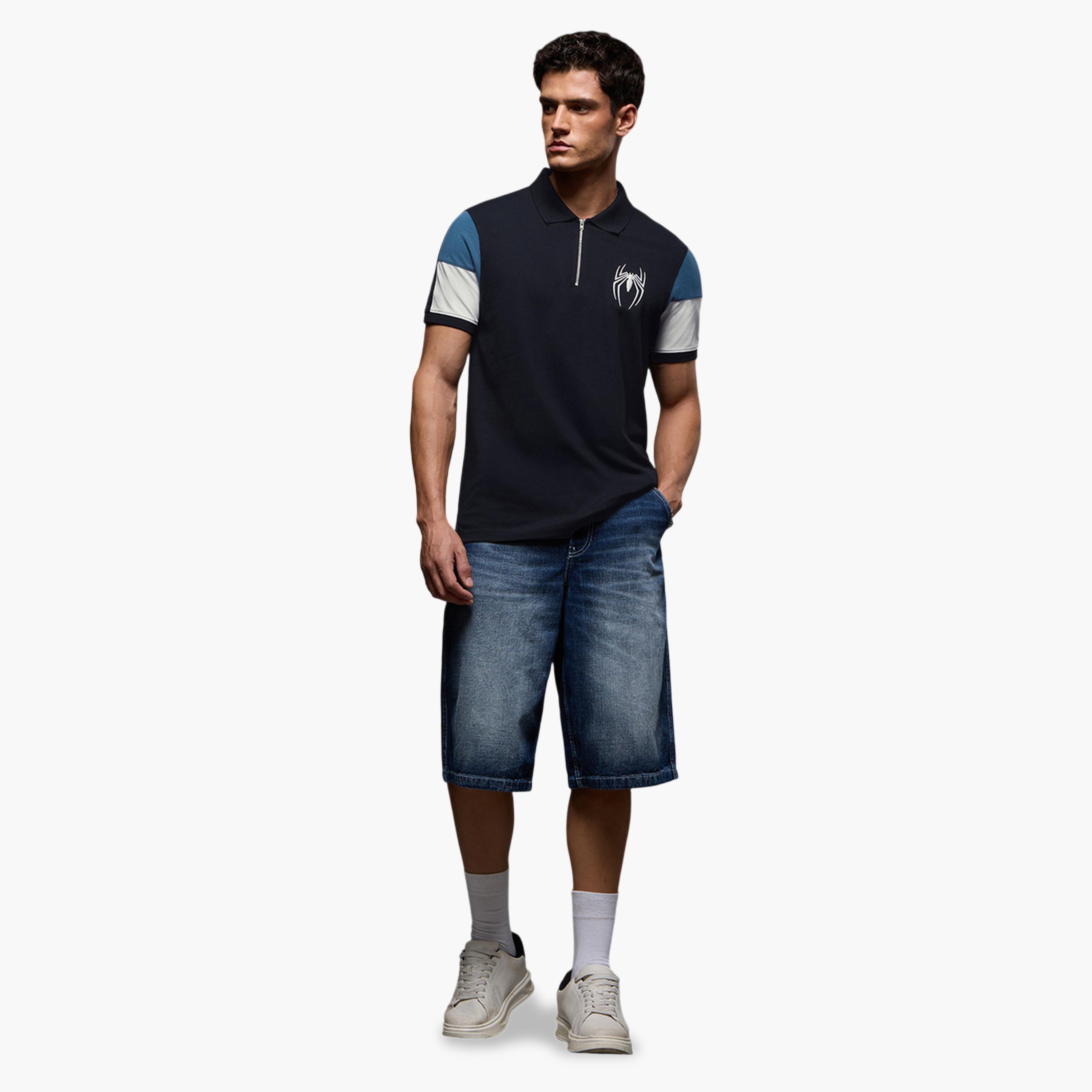 The Souled Store X Styli Men Spider-Man Embroidered Polo T-Shirt with Zip Detail-men-clothing-tshirtsandpolos-polos-image-2