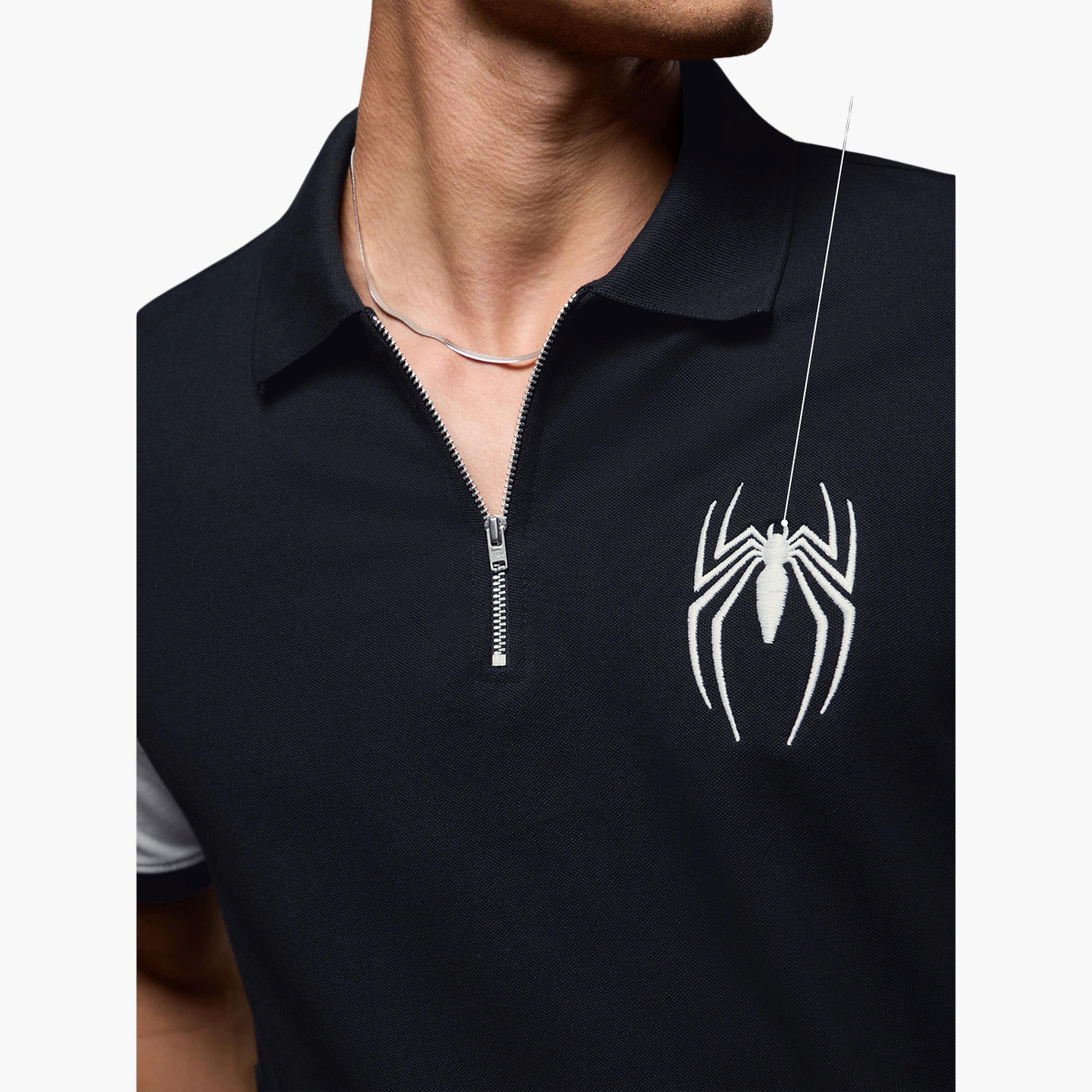 The Souled Store X Styli Men Spider-Man Embroidered Polo T-Shirt with Zip Detail-men-clothing-tshirtsandpolos-polos-image-5