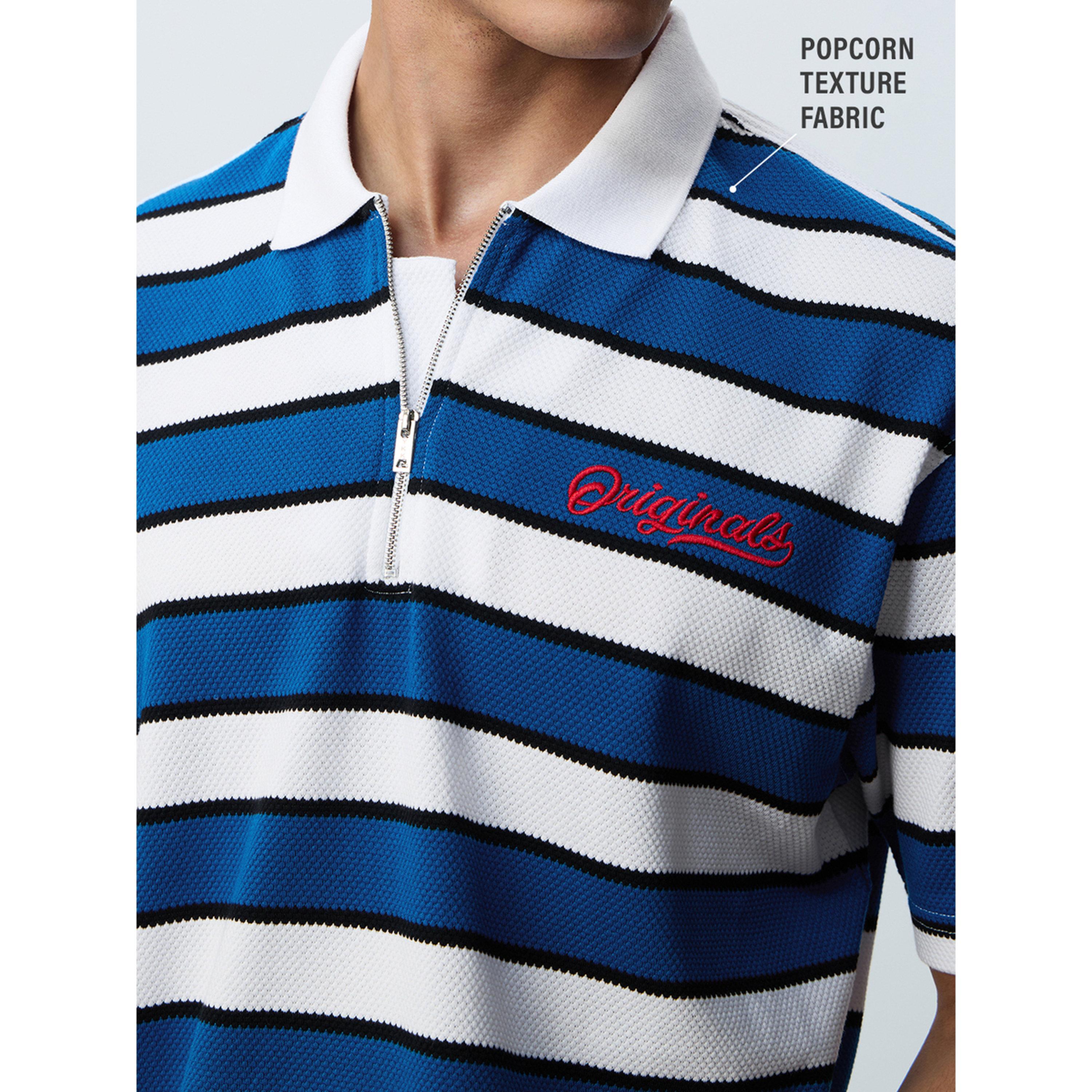 The Souled Store X Styli Men Blue Cotton Short Sleeve Striped Polo T-Shirt-men-clothing-tshirtsandpolos-polos-image-3