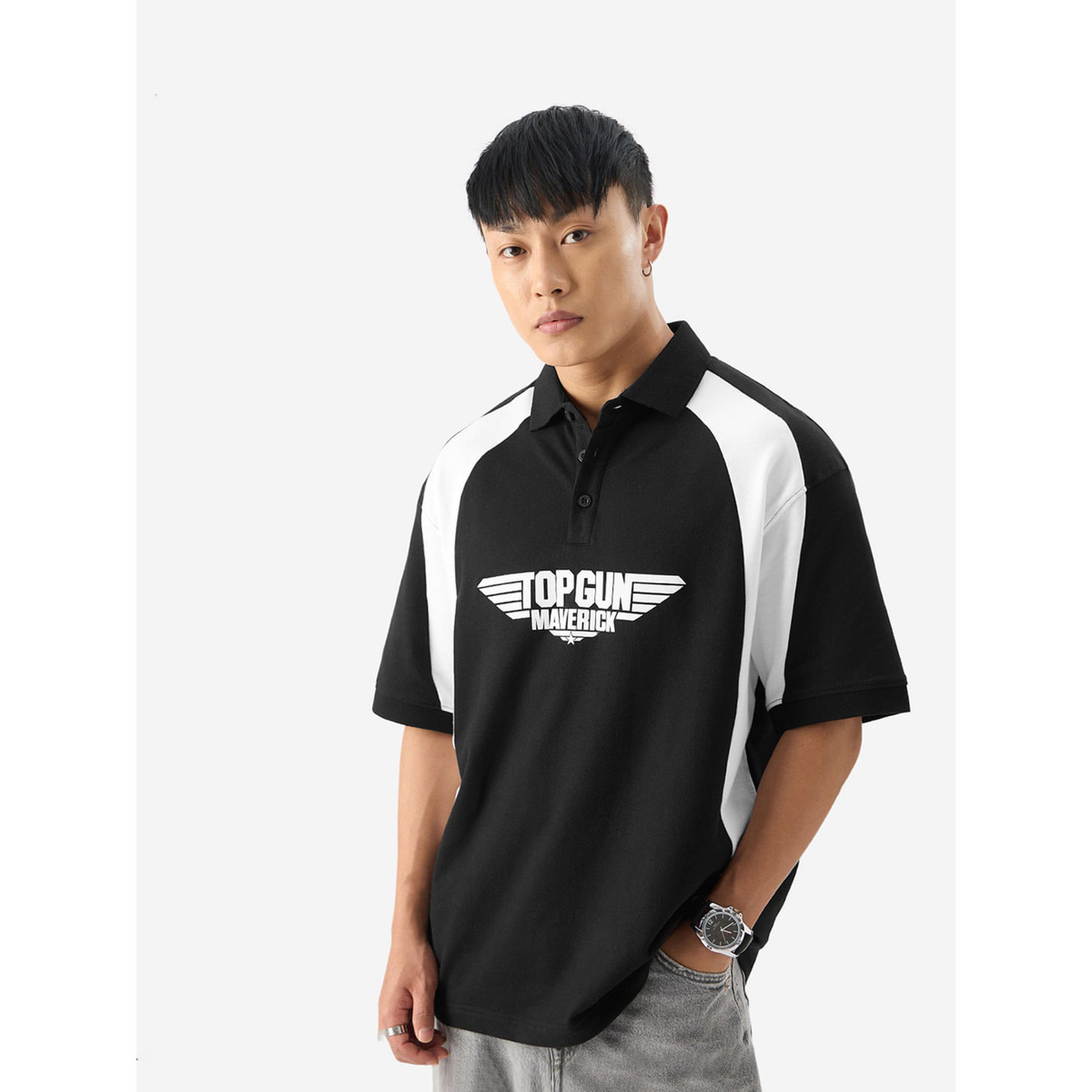 تيشيرت بولو واسع رجالي بطبعة جرافيك-men-clothing-tshirtsandpolos-polos-image-1