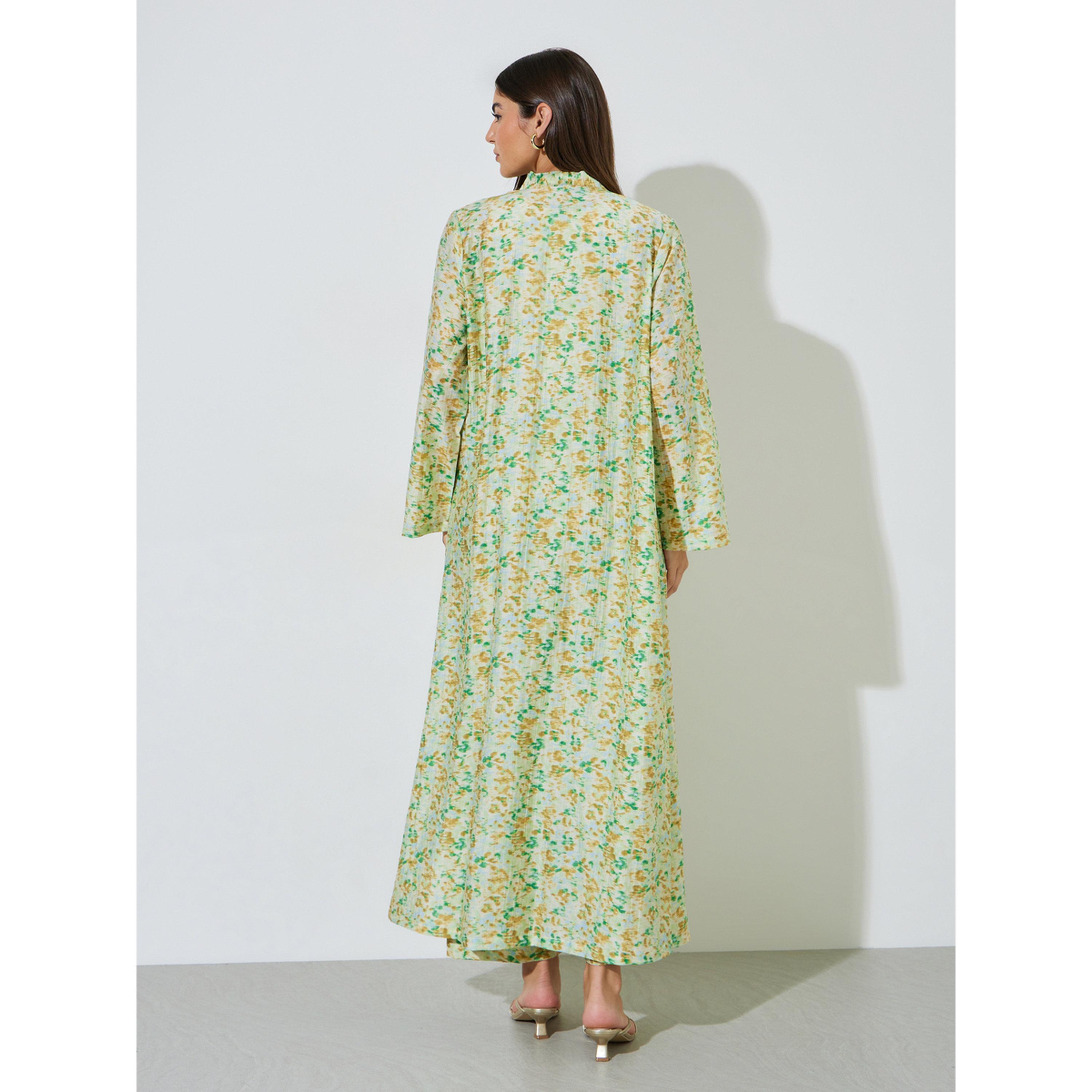 Amirah X Styli Multi-Color All Over Print Open Front Abaya and Wide Leg Trousers Set-women-arabicclothing-sets-image-4