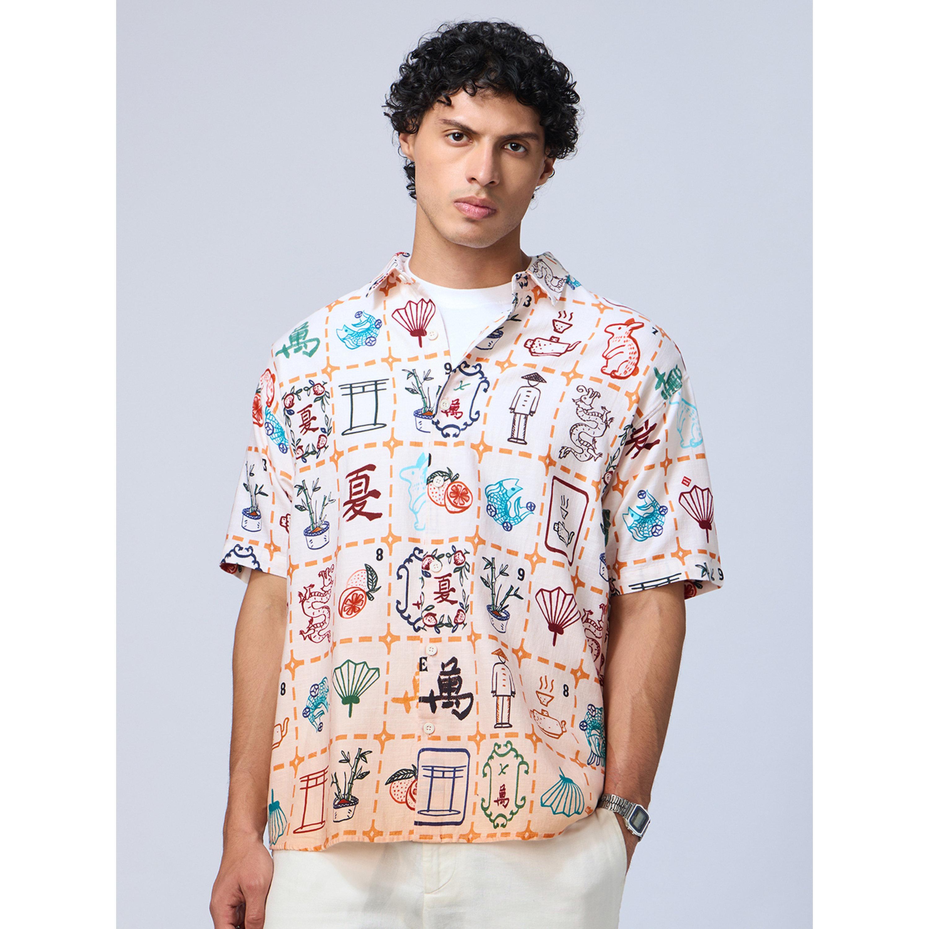 قميص رجالي أبيض بأزرار وطبعة بالكامل مستوحاة من ستايل صيني-men-clothing-shirts-image-1