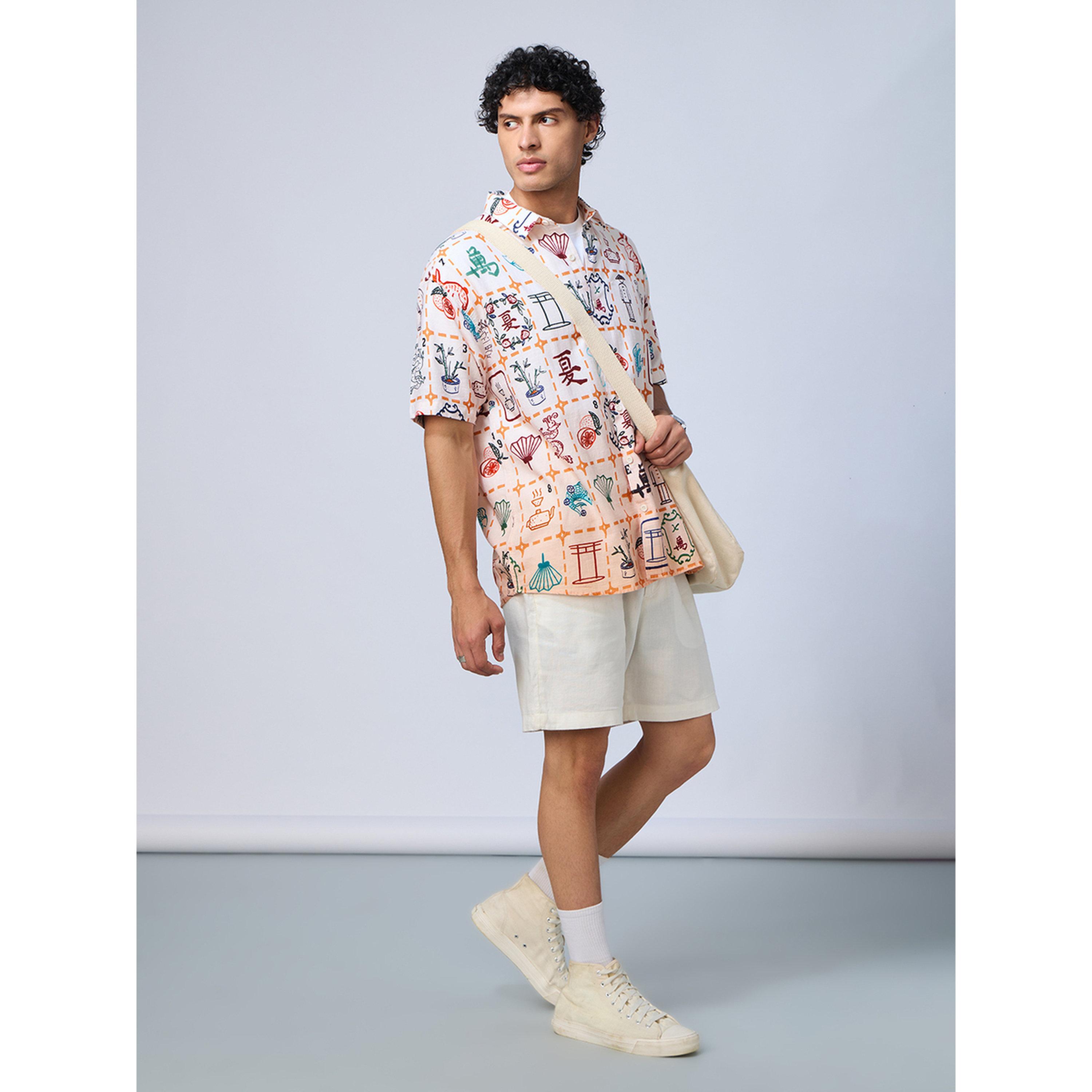 قميص رجالي أبيض بأزرار وطبعة بالكامل مستوحاة من ستايل صيني-men-clothing-shirts-image-2