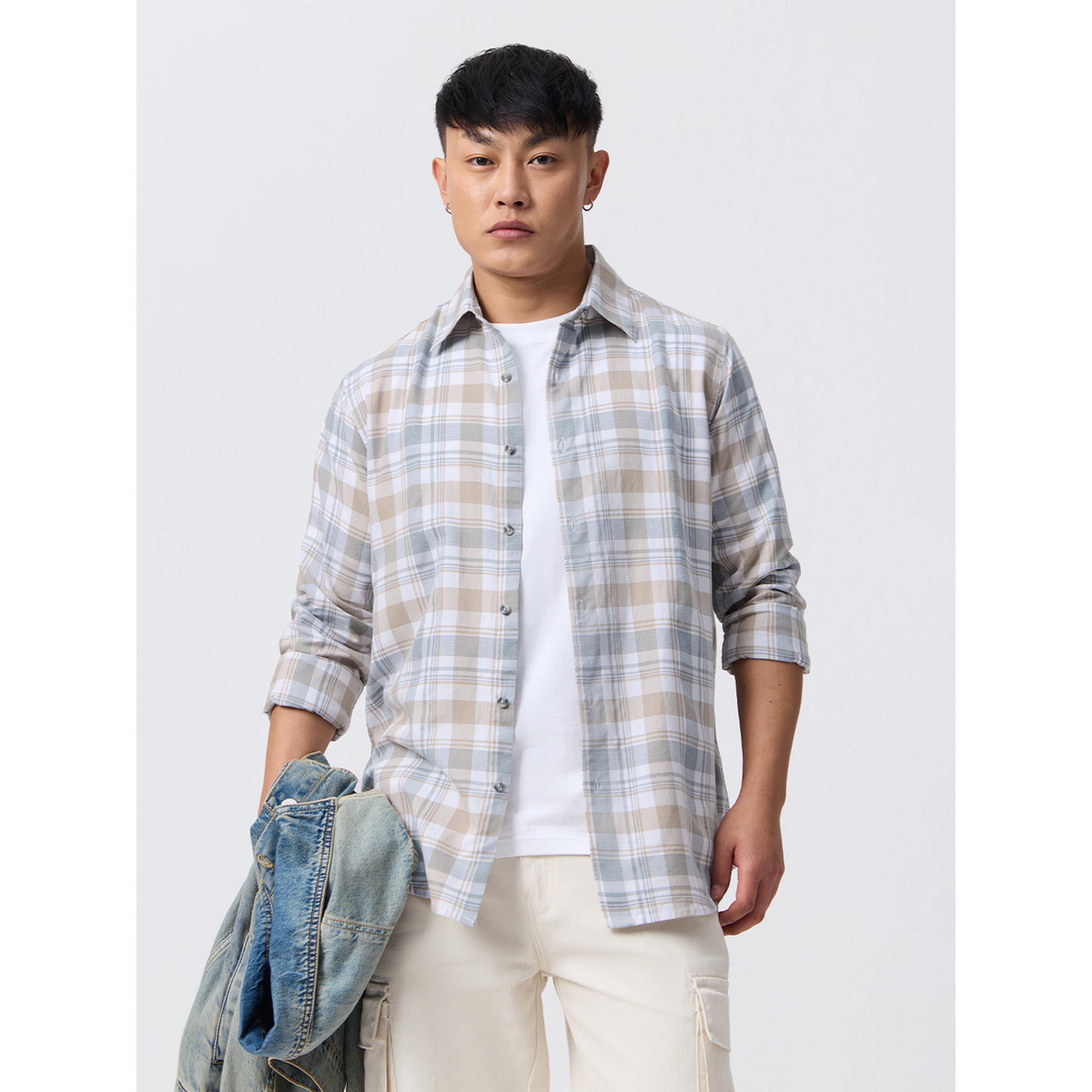 The Souled Store X Styli Men Multi-Check Spread Collar Shirt-men-clothing-shirts-image-1