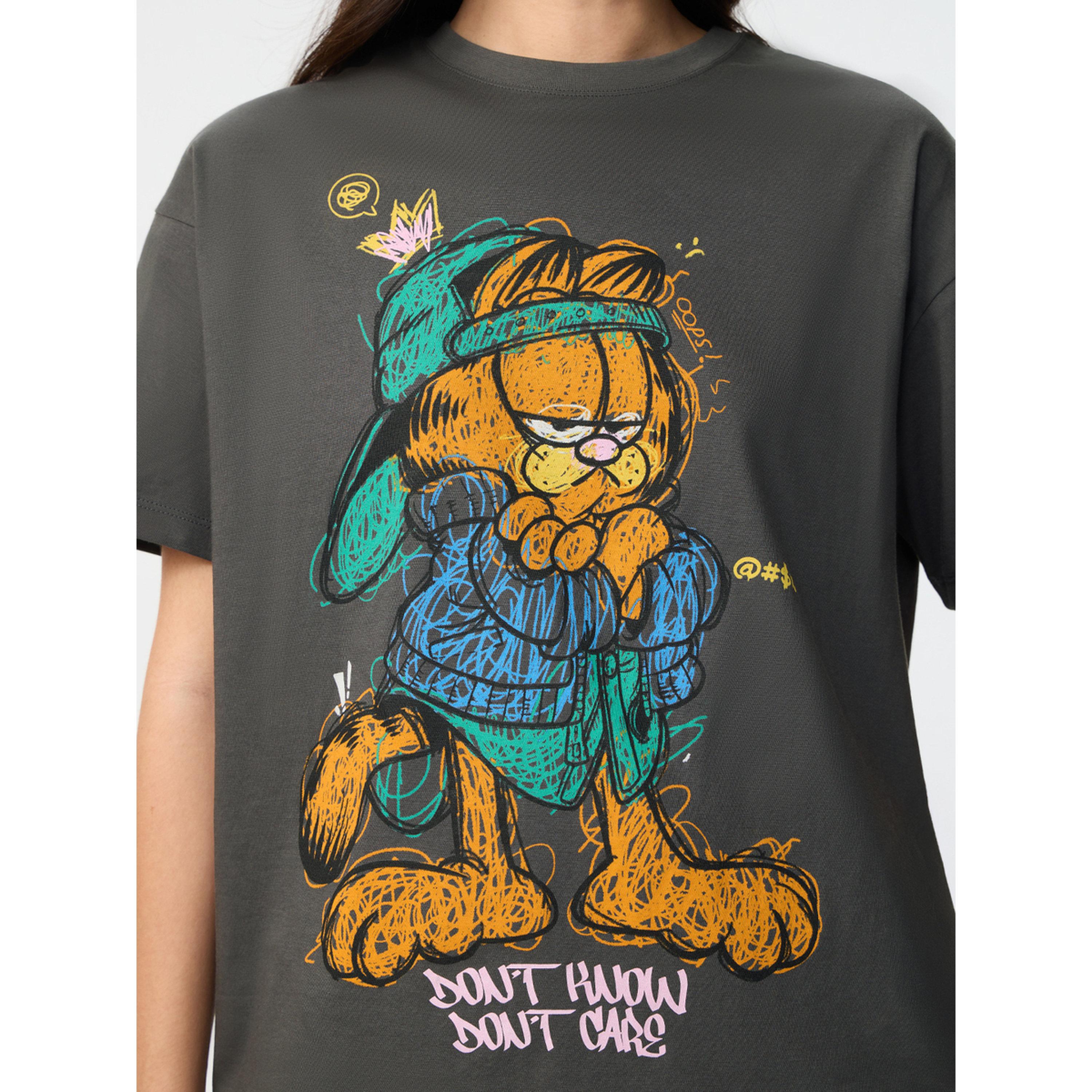 The Souled Store X Styli Charcoal Garfield Graphic Oversized T-Shirt-women-clothing-tshirts-image-5