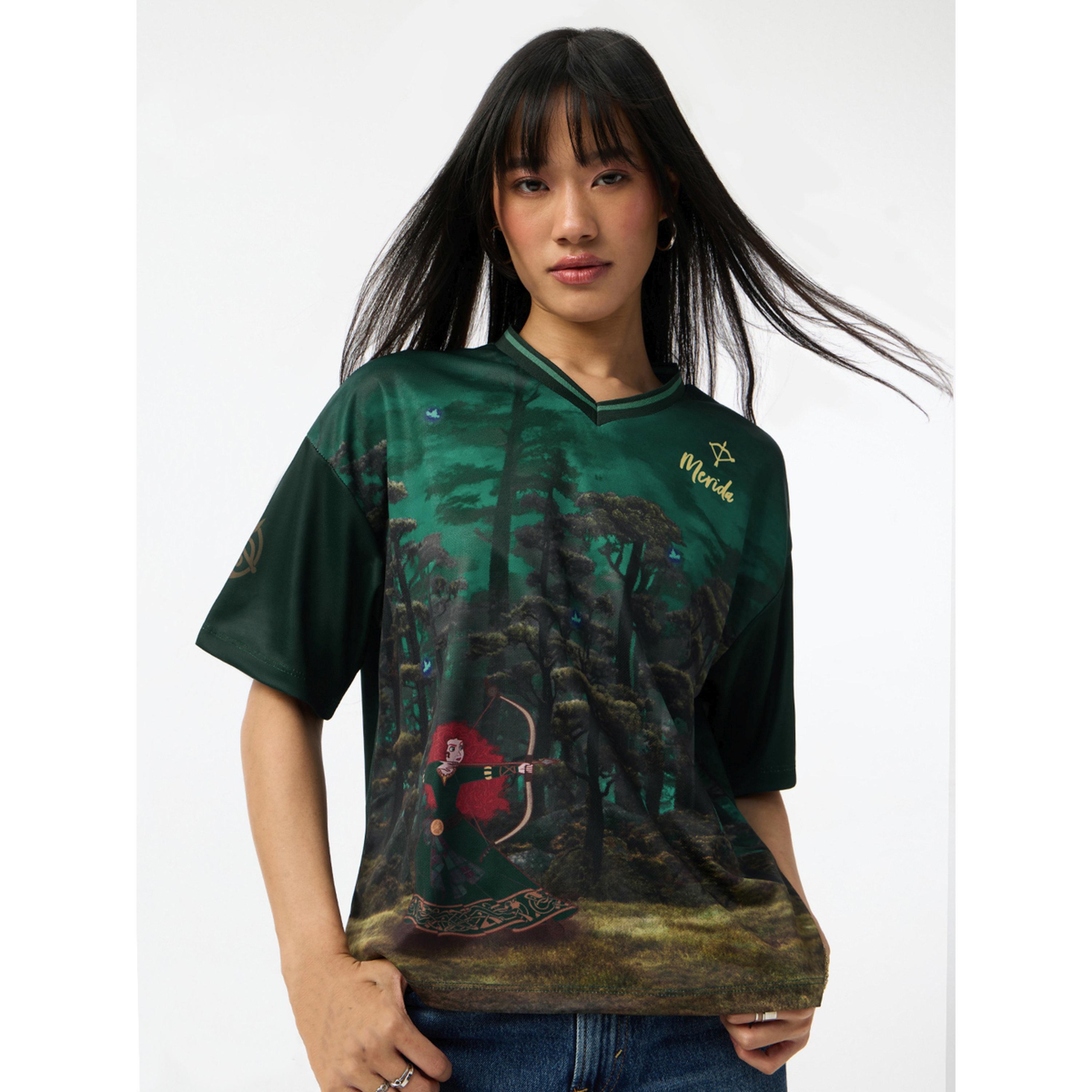 The Souled Store X Styli Disney Princess Merida Brave V-Neck Graphic T-Shirt-women-clothing-tshirts-image-1
