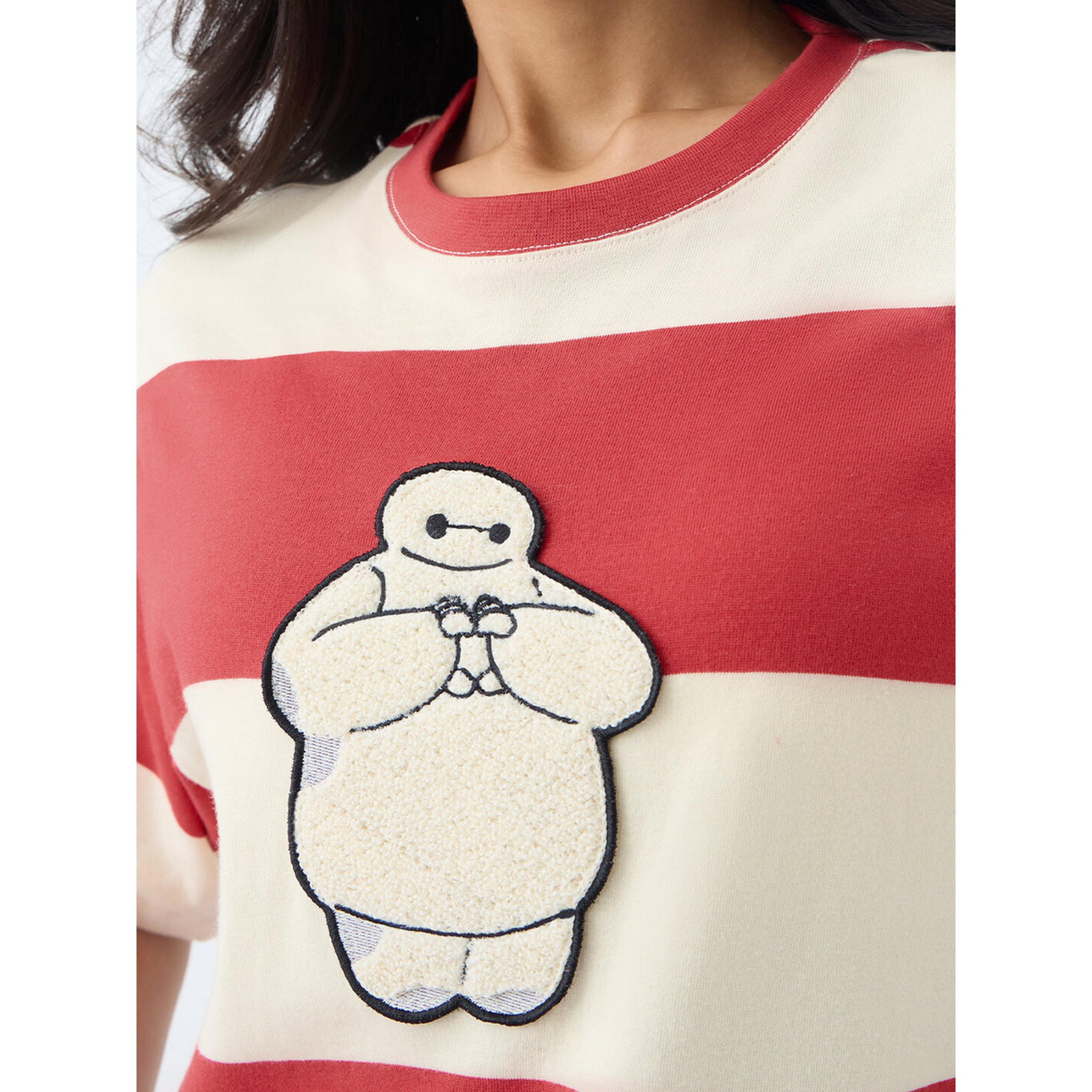 تيشيرت واسع مخطط بتطريز بايماكس-women-clothing-tshirts-image-4
