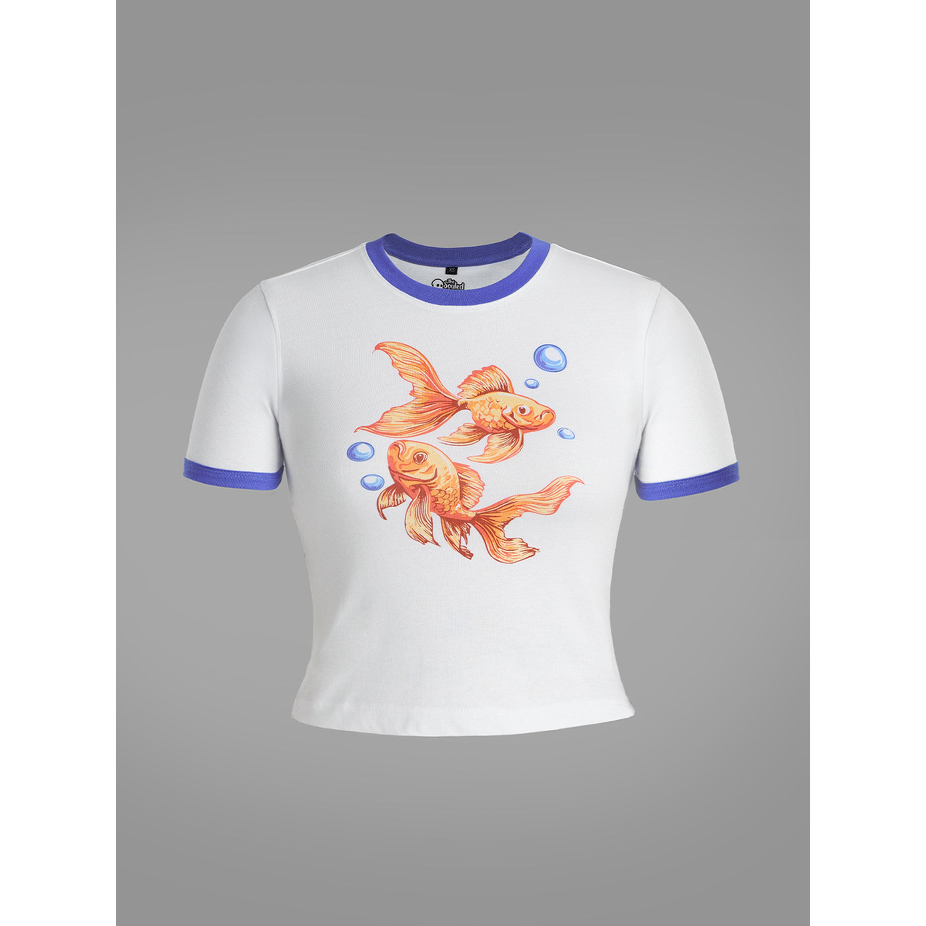 The Souled Store X Styli White Goldfish Print Crop Top T-Shirt-women-clothing-tshirts-image-5