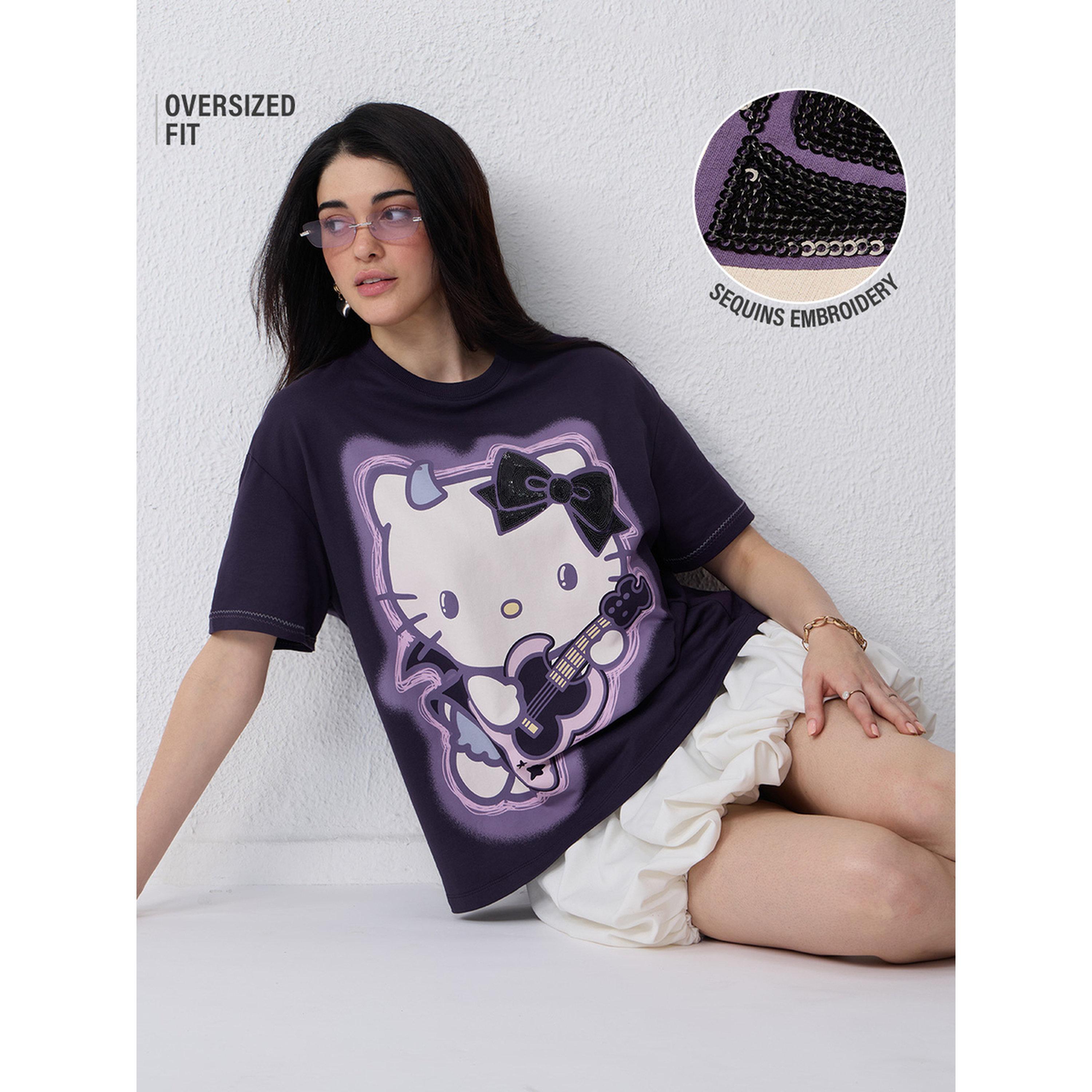 The Souled Store X Styli Purple Hello Kitty Graphic Oversized T-Shirt-women-clothing-tshirts-image-3