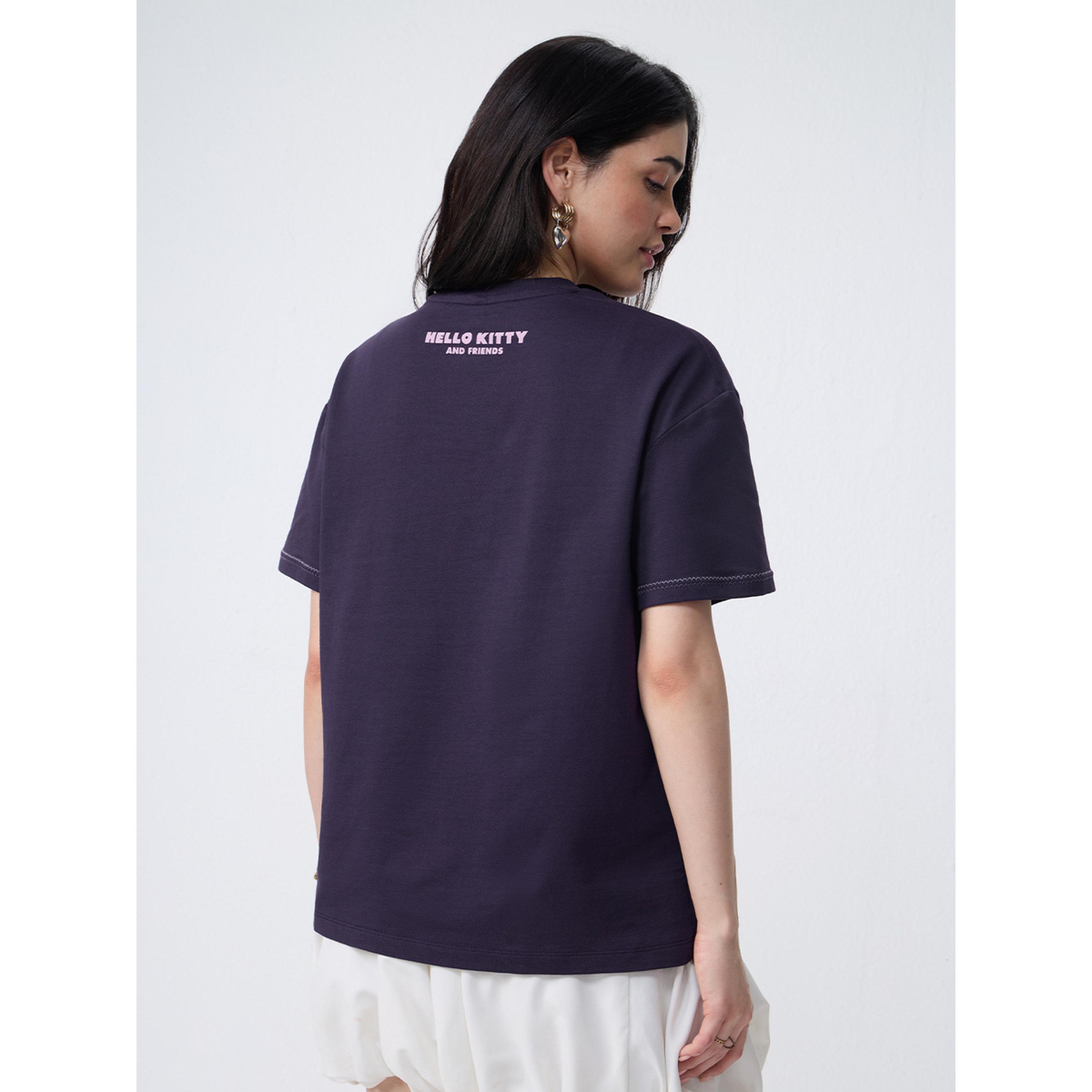 The Souled Store X Styli Purple Hello Kitty Graphic Oversized T-Shirt-women-clothing-tshirts-image-4