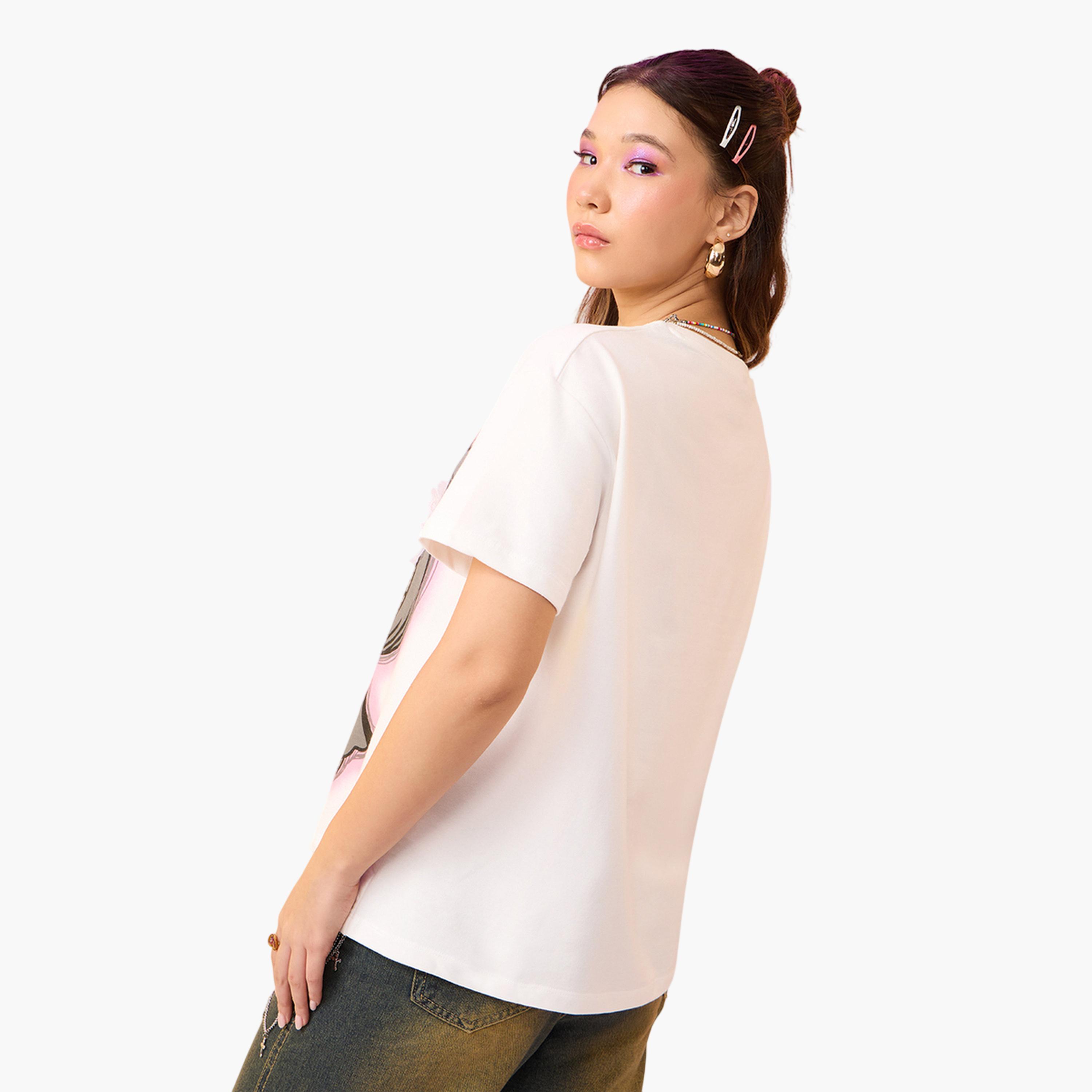 The Souled Store X Styli Hello Kitty Spooky Cute Graphic Oversized White T-Shirt-women-clothing-tshirts-image-3