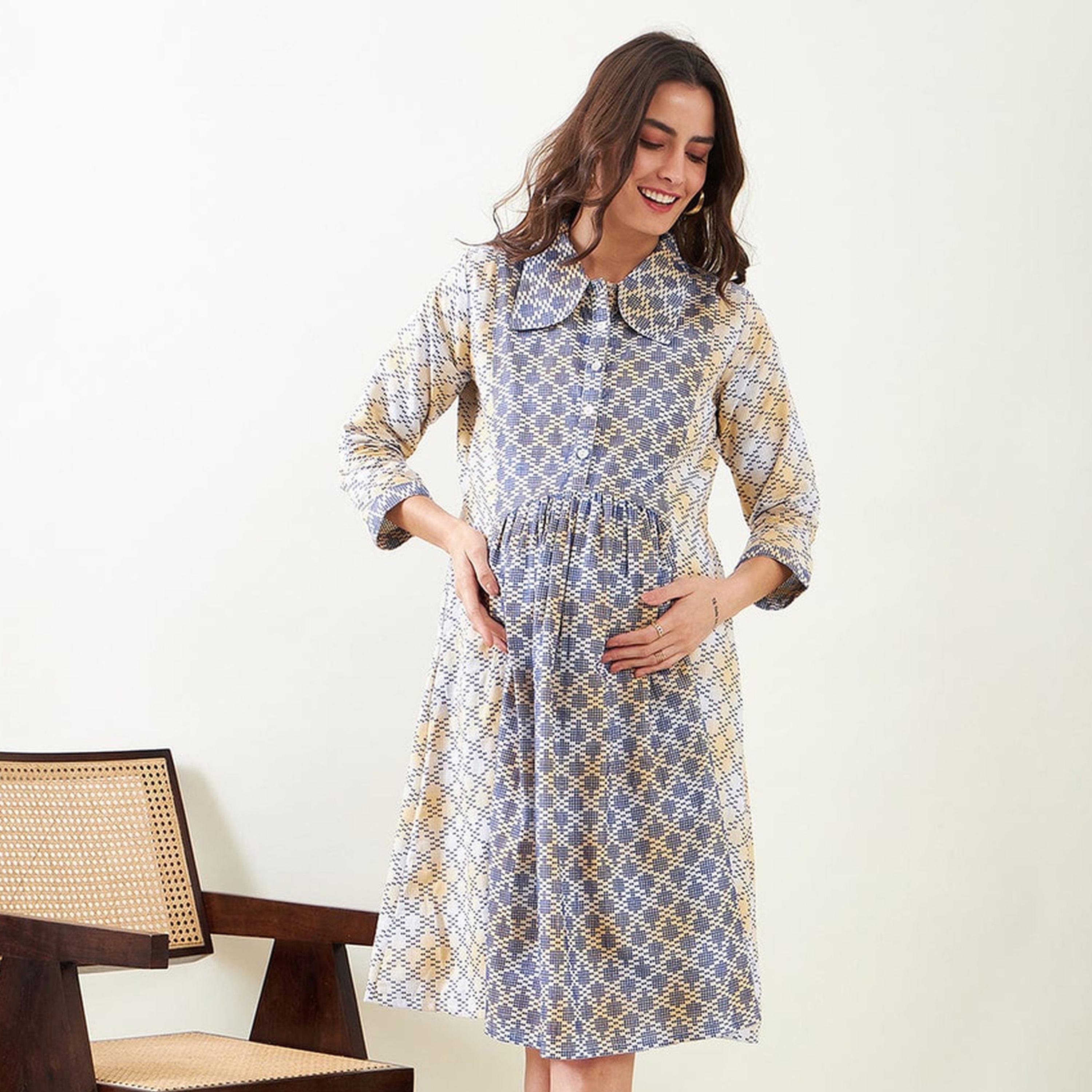 فستان ميدي سكيتر بلمسات جرافيك للحوامل-women-clothing-maternity-dresses-image-1