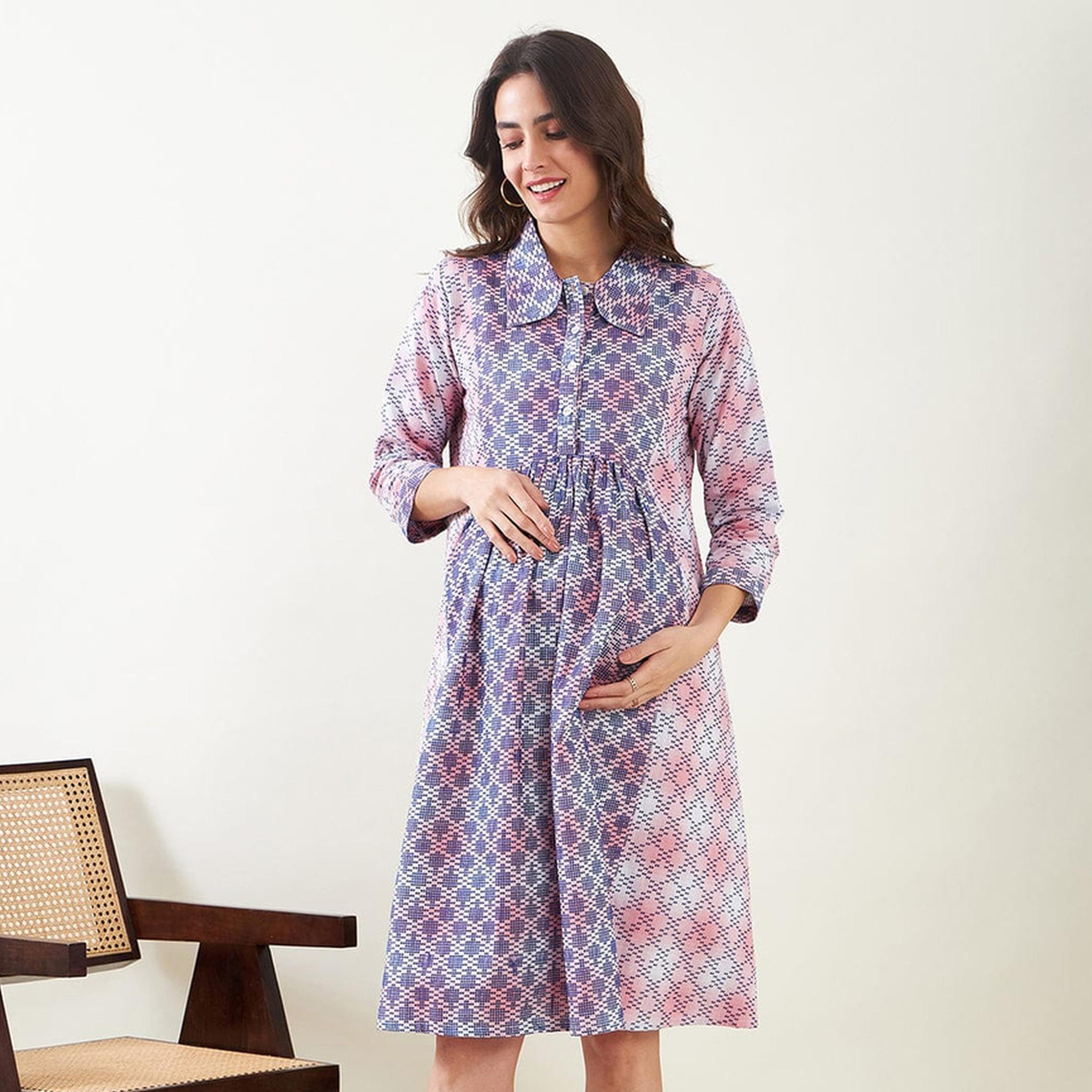 فستان ميدي سكيتر بلمسات جرافيك للحوامل-women-clothing-maternity-dresses-image-1