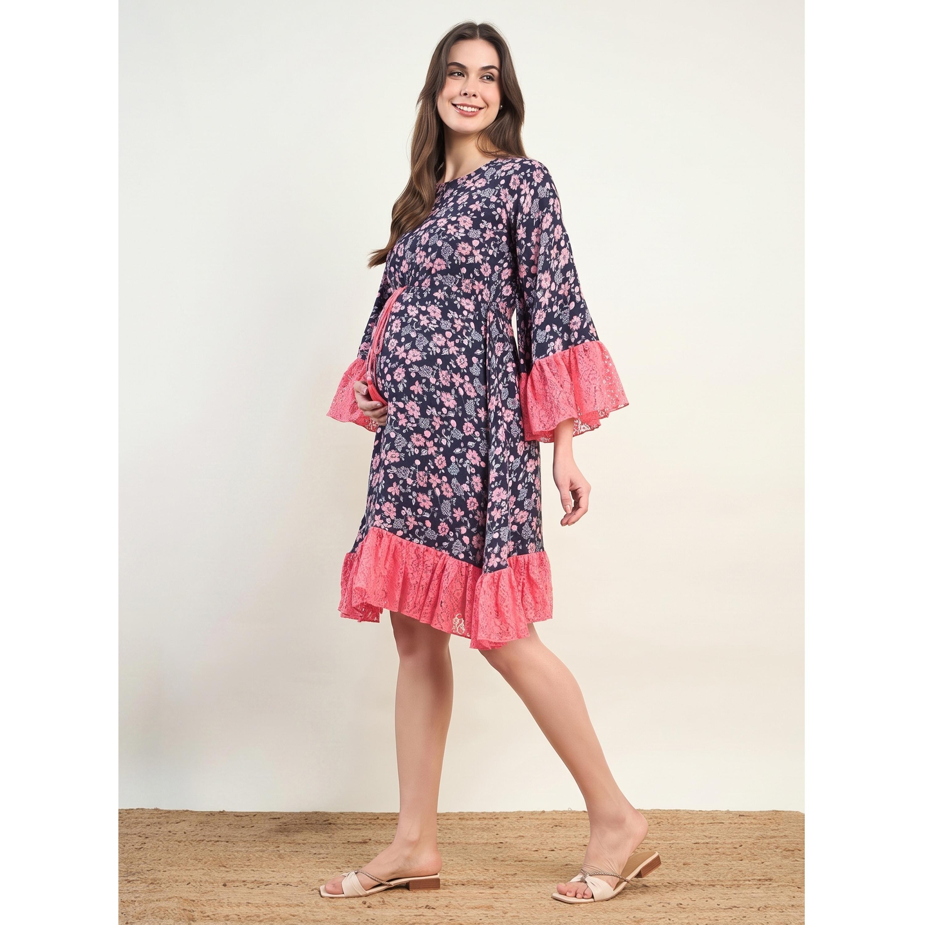 The Kaftan Company X Styli Multi-Color Floral Print Lace Detail Maternity Dress-women-clothing-maternity-dresses-image-3