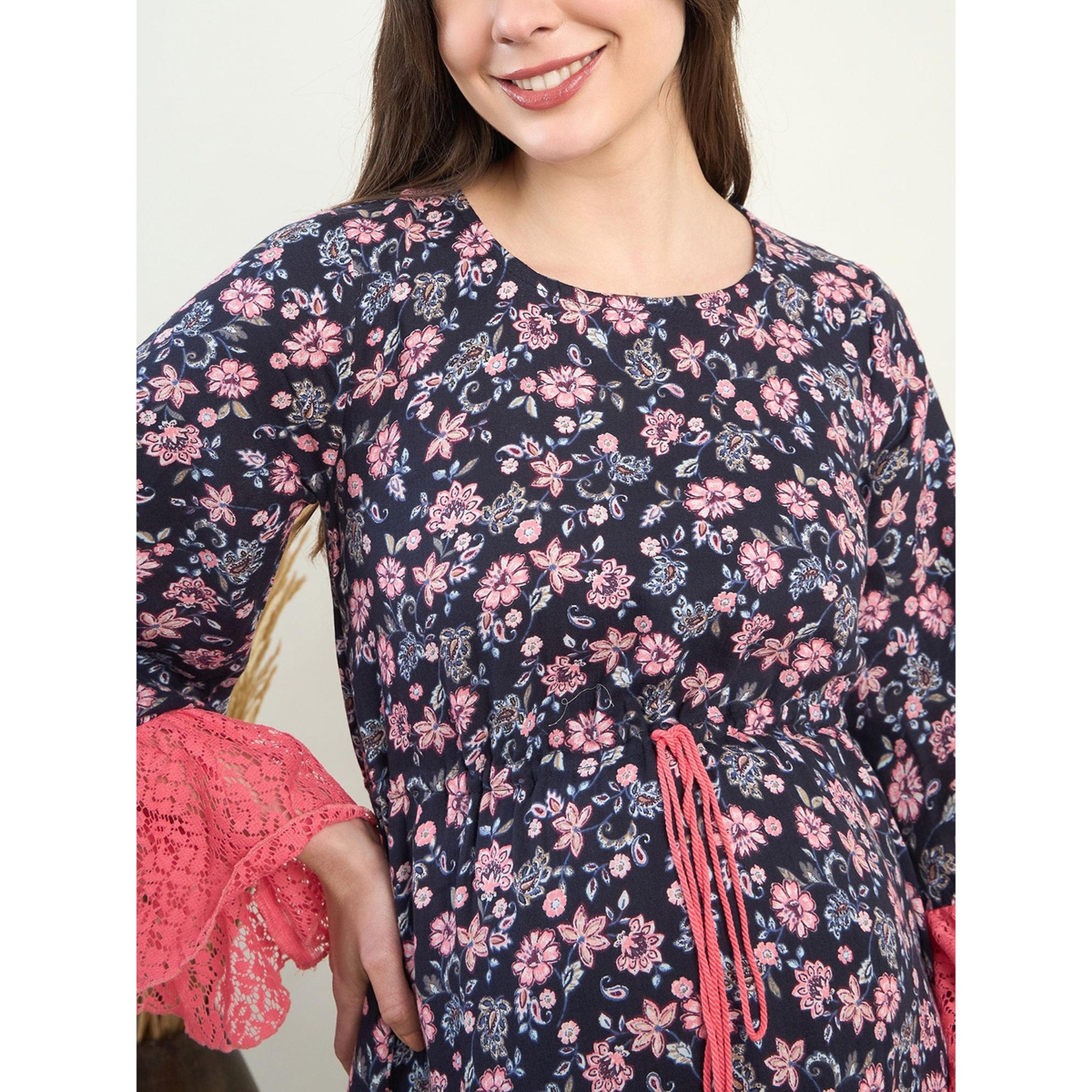 The Kaftan Company X Styli Multi-Color Floral Print Lace Detail Maternity Dress-women-clothing-maternity-dresses-image-5
