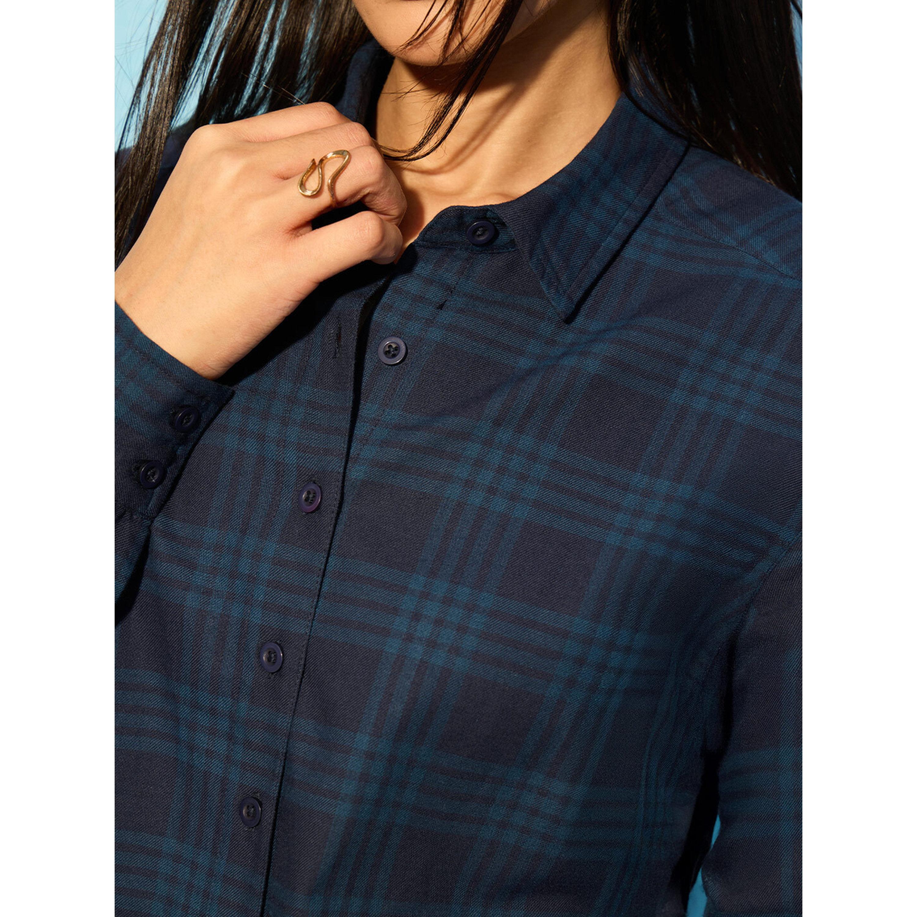 قميص نسائي كحلي بطبعة مربعات بقصة مستقيمة-women-clothing-shirtsandblouses-shirts-image-6