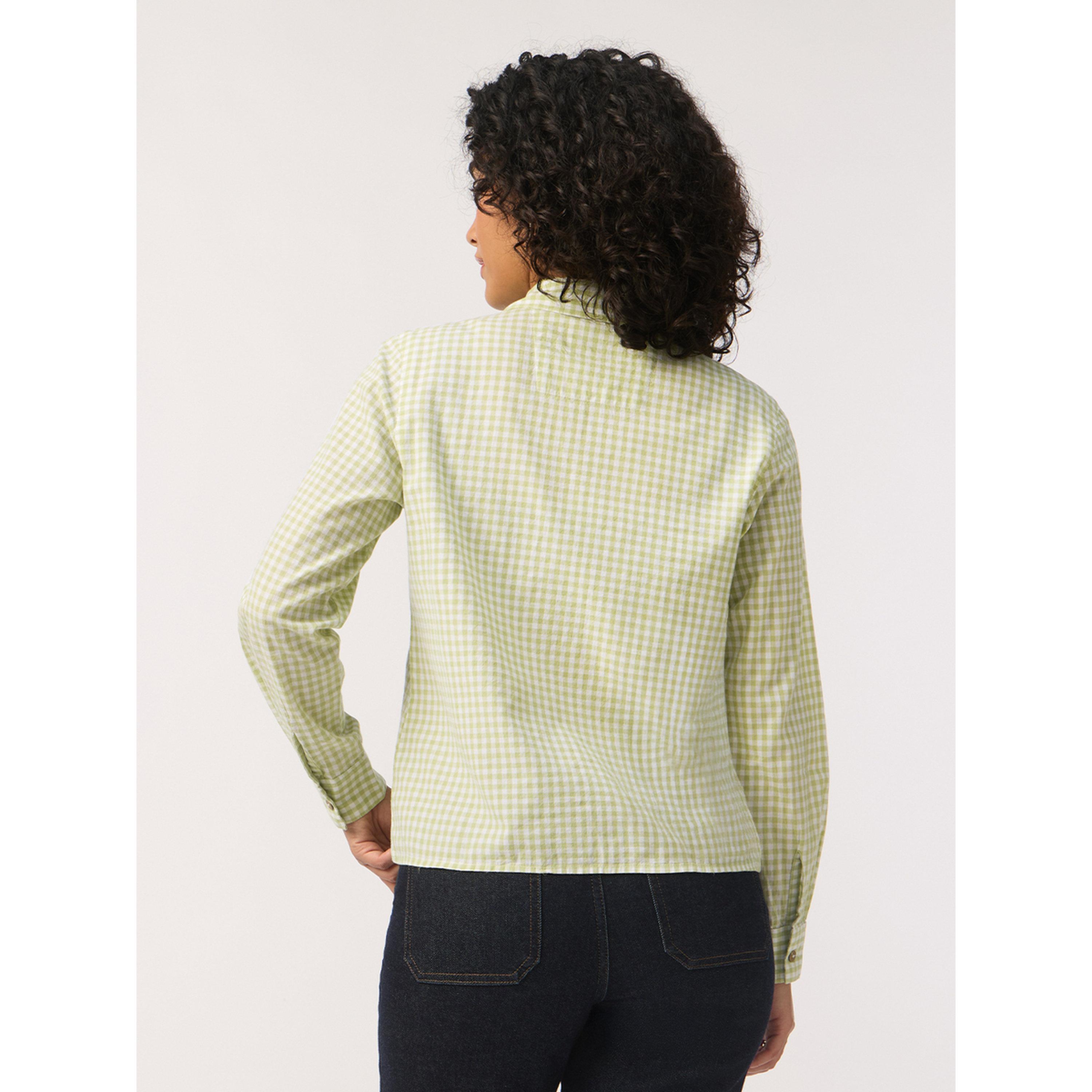 The Souled Store X Styli Green Gingham Pooh and Friends Embroidered Shirt-women-clothing-shirtsandblouses-shirts-image-4