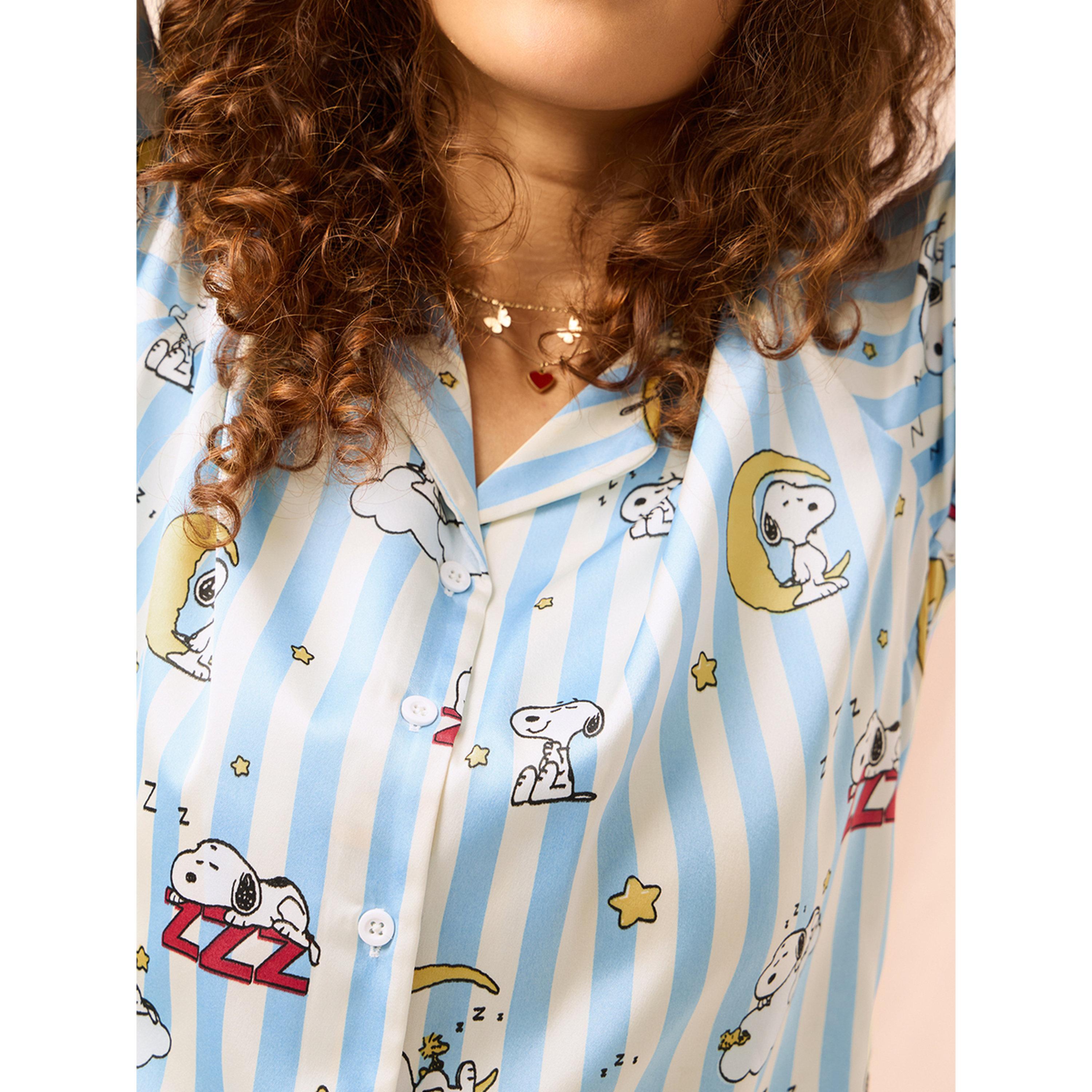 بلوزة زرقاء بقصة مريحة ومخططة بطبعة سنوبي-women-clothing-shirtsandblouses-shirts-image-6
