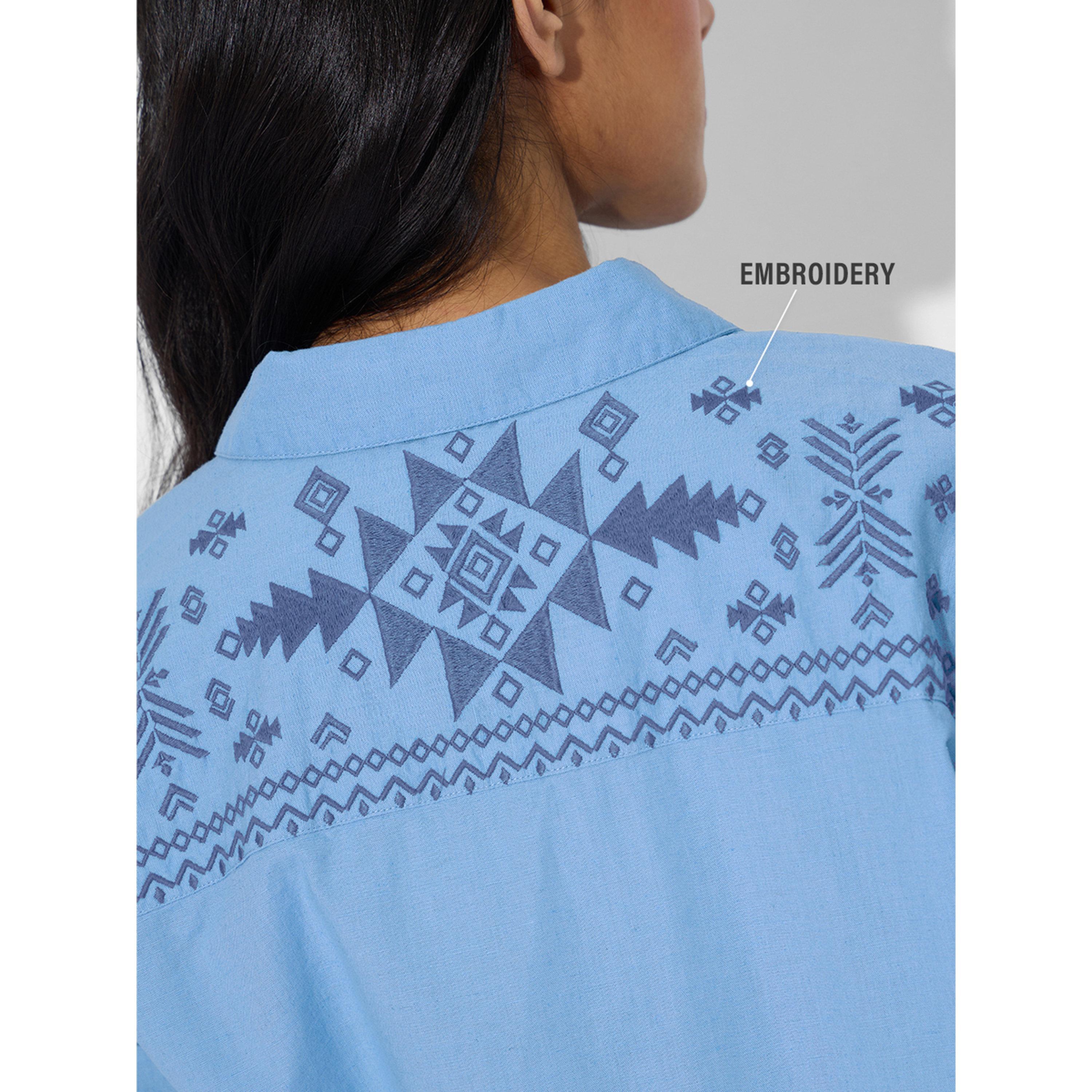 بلوزة مزيج الكتان زرقاء بقصة مستقيمة-women-clothing-shirtsandblouses-shirts-image-5