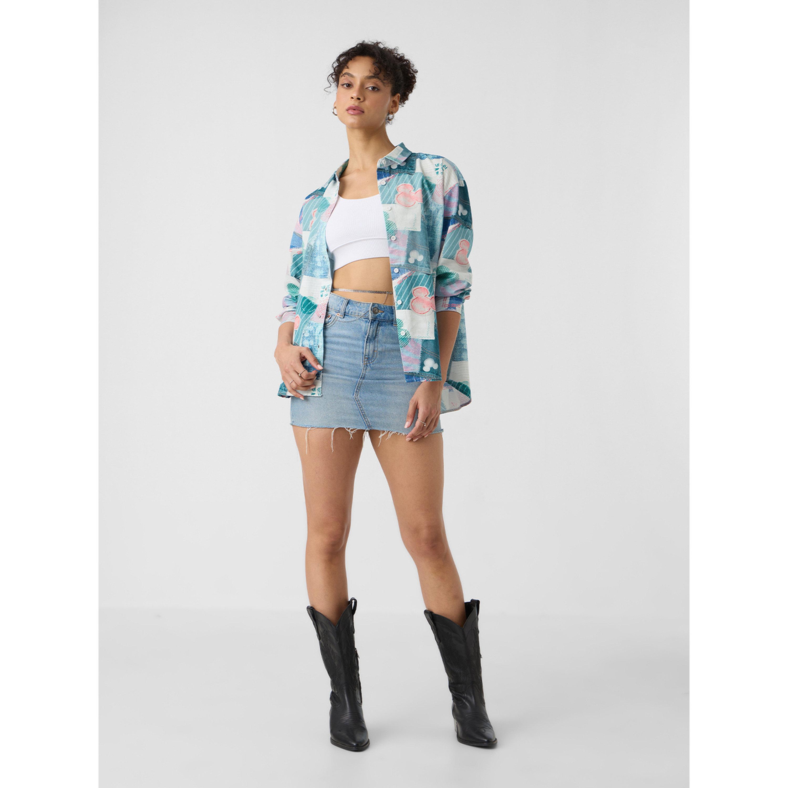 The Souled Store X Styli Blue Mickey Mouse Patchwork Oversized Long Sleeve Shirt-women-clothing-shirtsandblouses-shirts-image-2