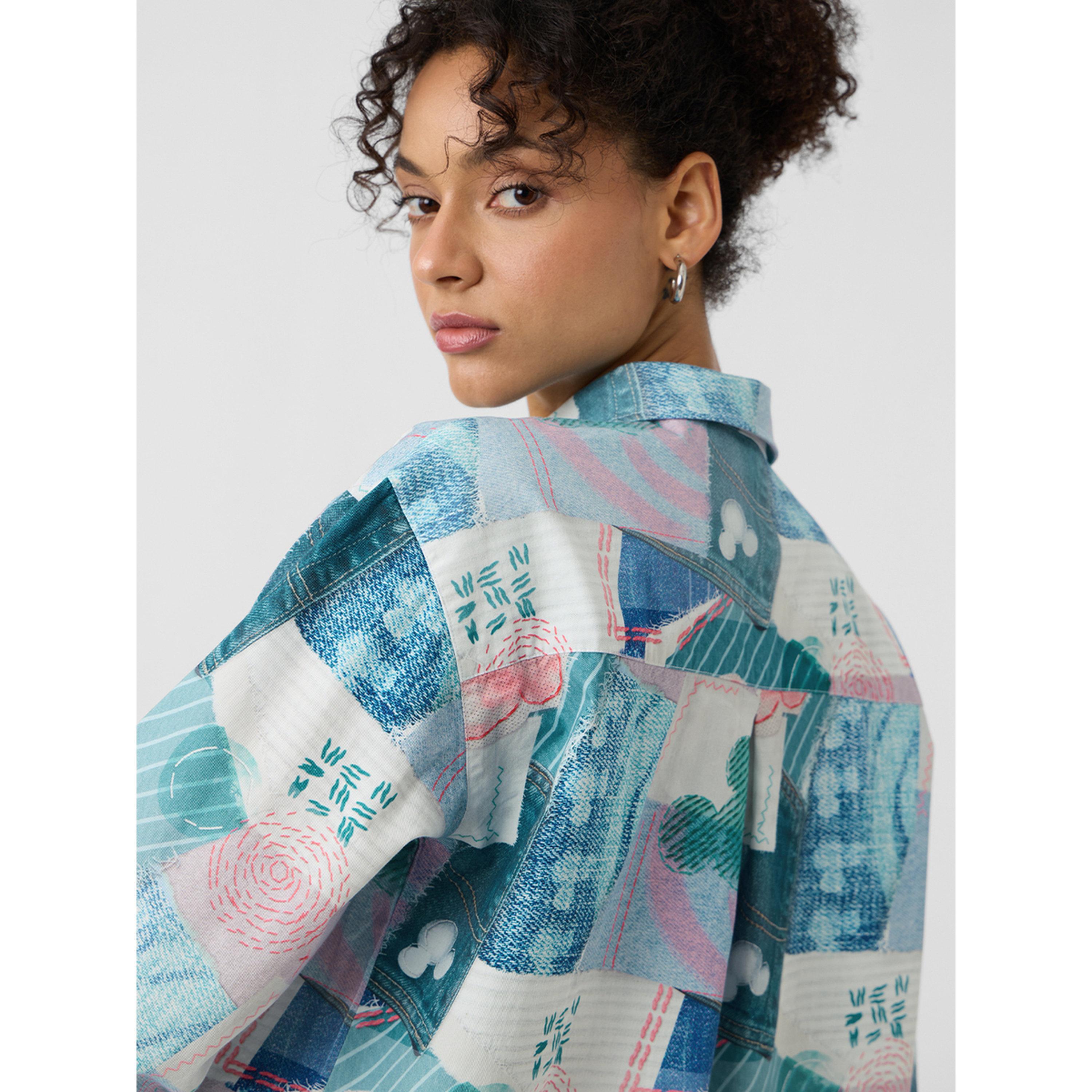 The Souled Store X Styli Blue Mickey Mouse Patchwork Oversized Long Sleeve Shirt-women-clothing-shirtsandblouses-shirts-image-5