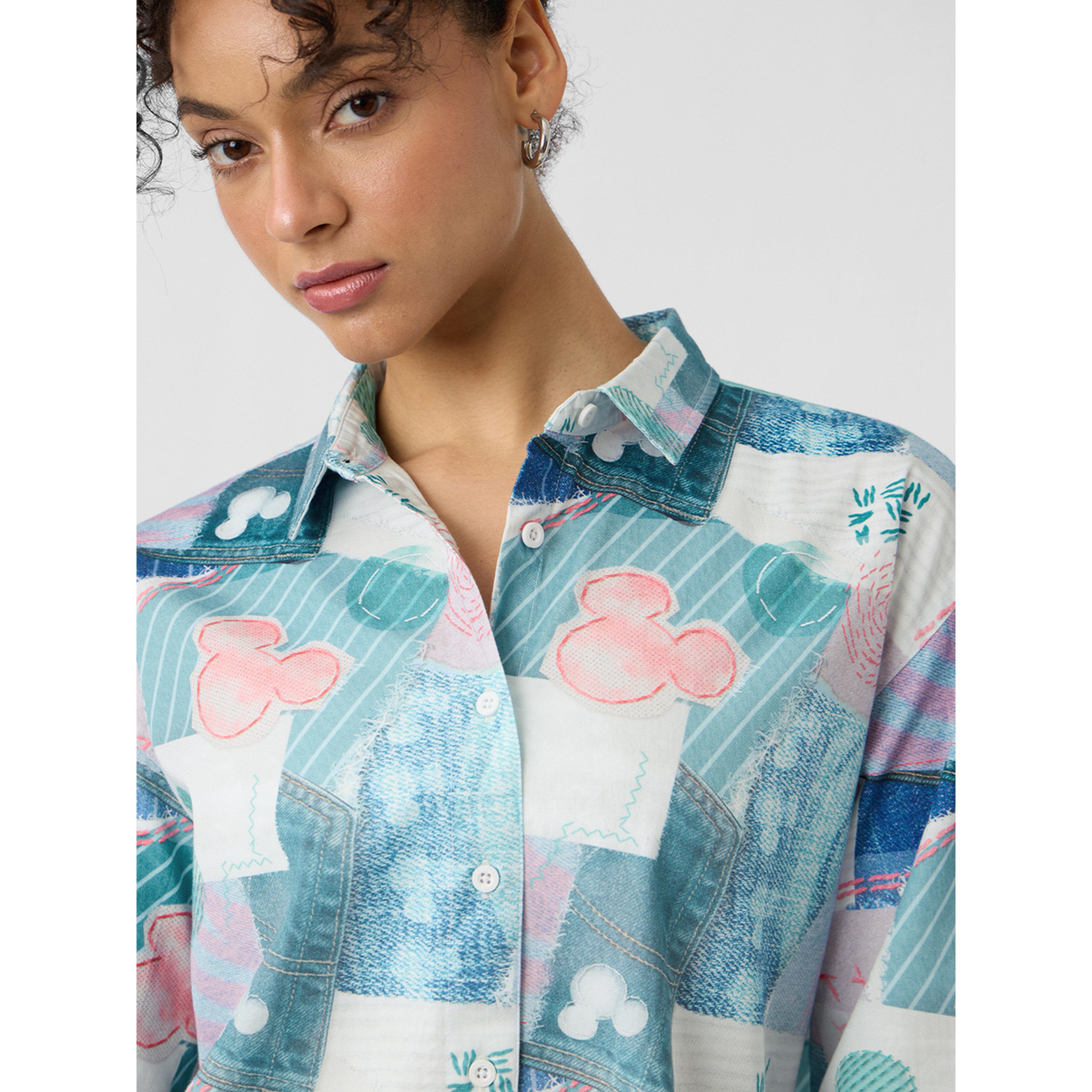 The Souled Store X Styli Blue Mickey Mouse Patchwork Oversized Long Sleeve Shirt-women-clothing-shirtsandblouses-shirts-image-6