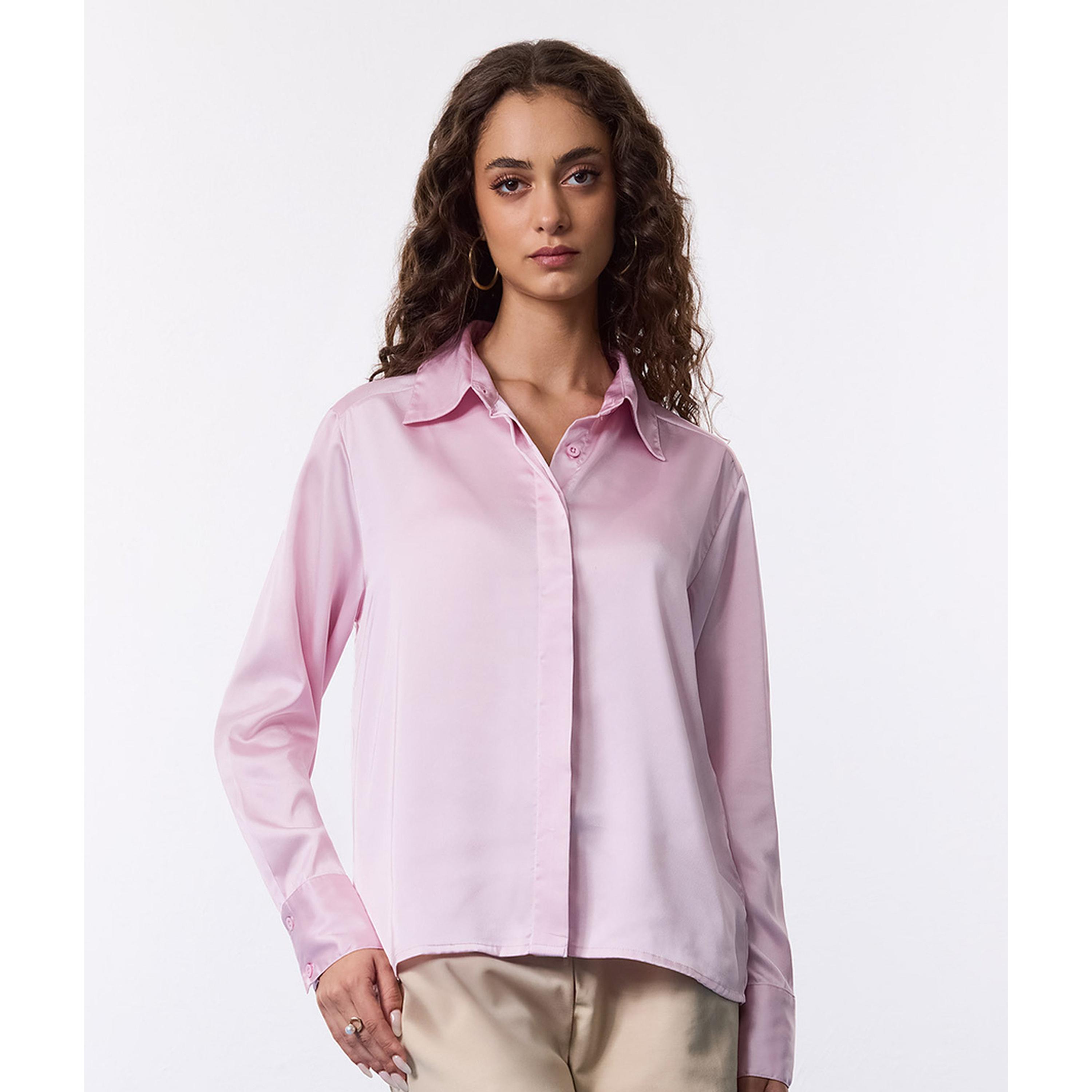 بلوزة ساتان وردية بأكمام طويلة بقصة مريحة-women-clothing-shirtsandblouses-shirts-image-1