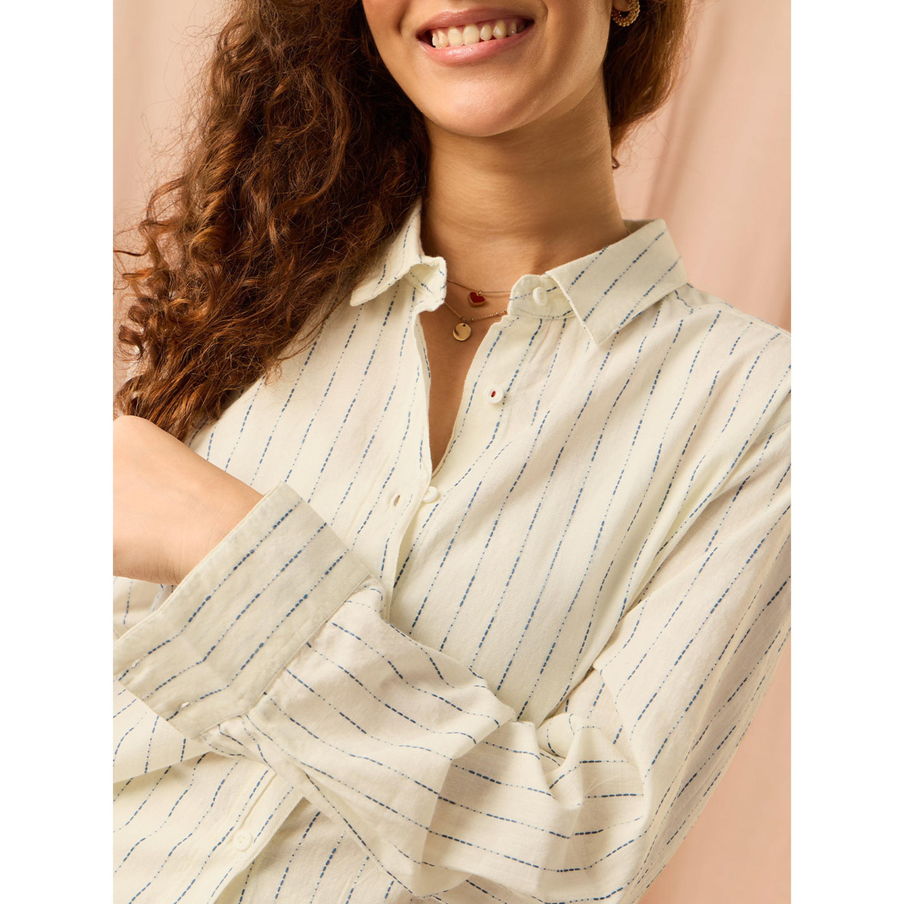 The Souled Store X Styli Off-White Striped Long Sleeve Relaxed Fit Shirt-women-clothing-shirtsandblouses-shirts-image-5