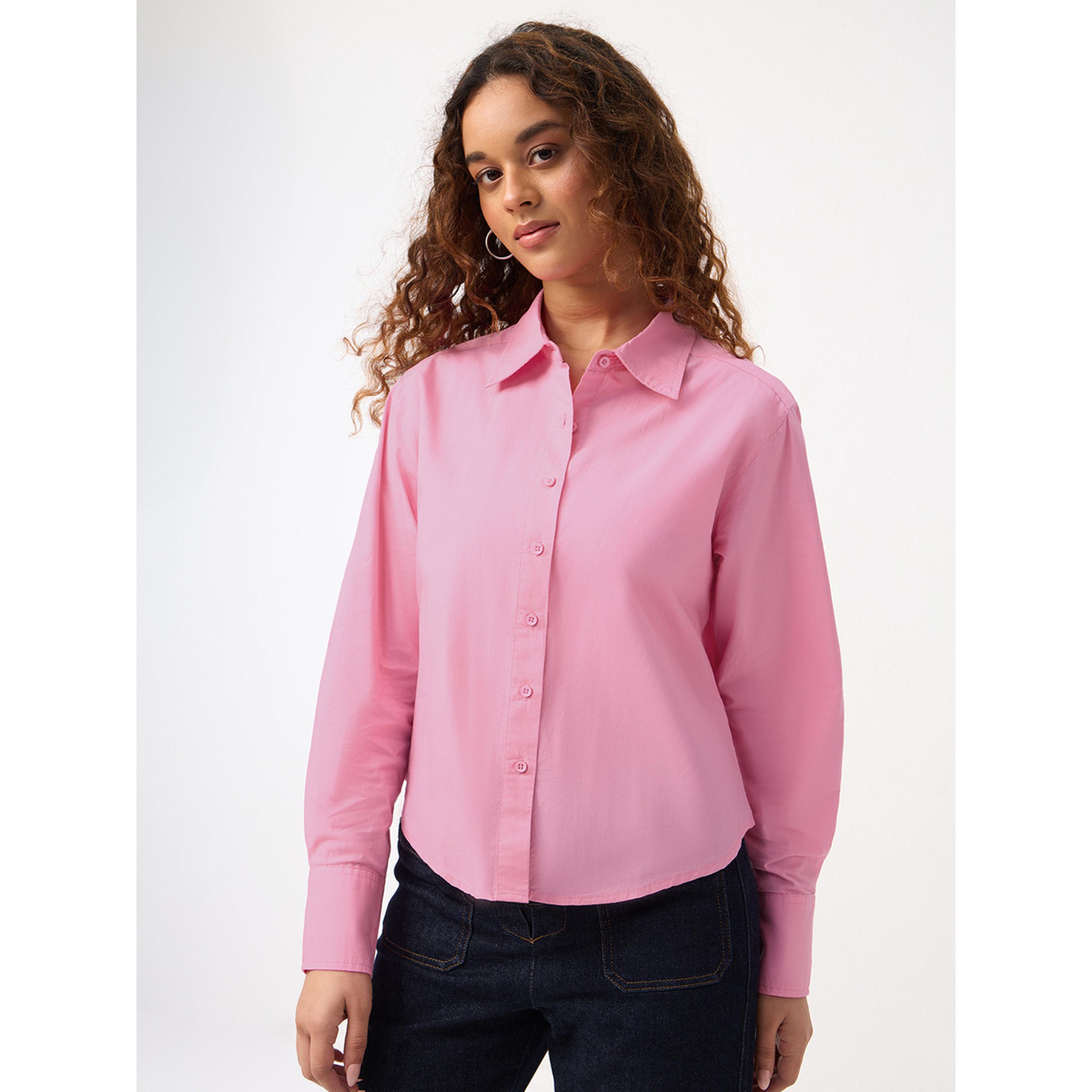 The Souled Store X Styli Pink Regular Fit Button-Up Shirt-women-clothing-shirtsandblouses-shirts-image-1