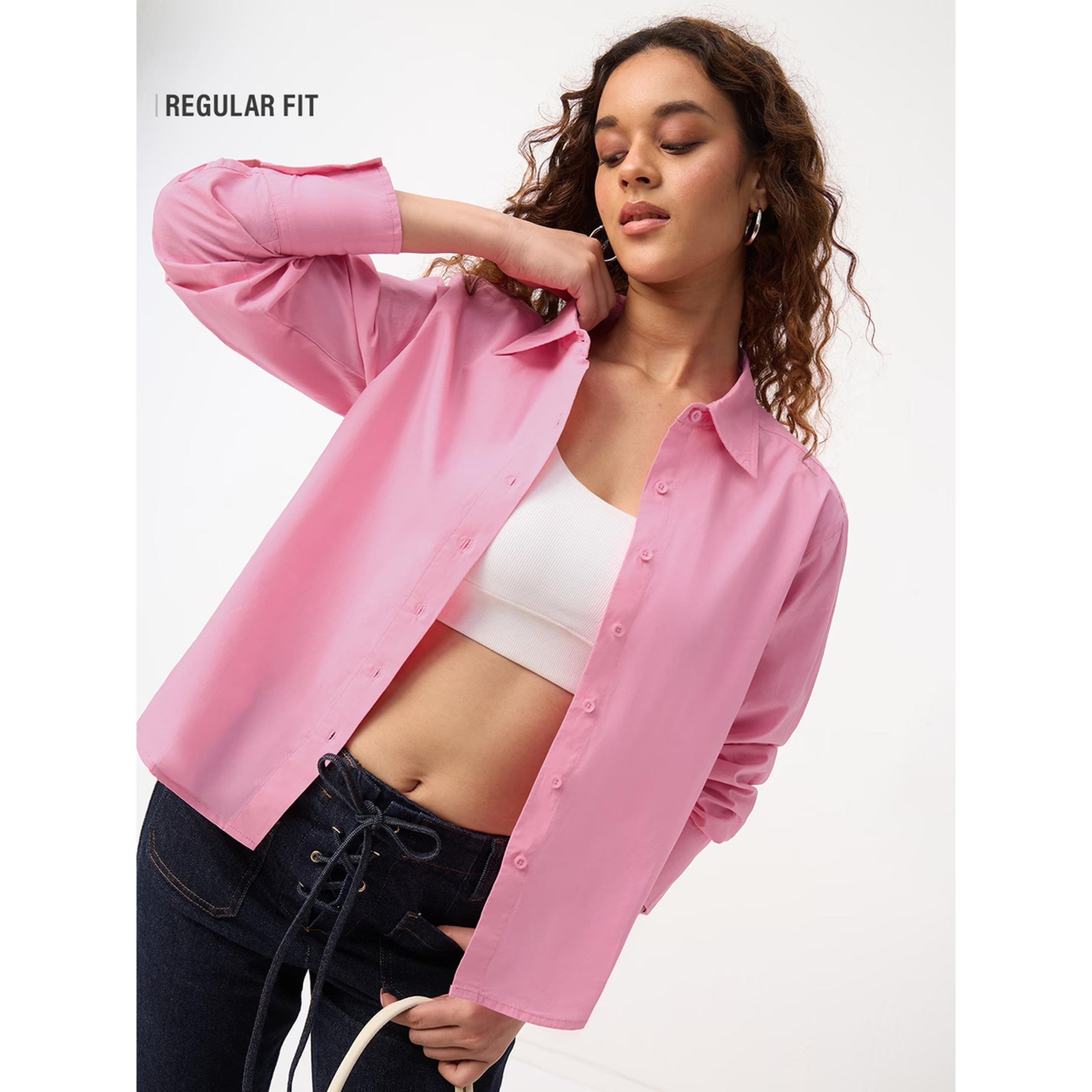 The Souled Store X Styli Pink Regular Fit Button-Up Shirt-women-clothing-shirtsandblouses-shirts-image-2