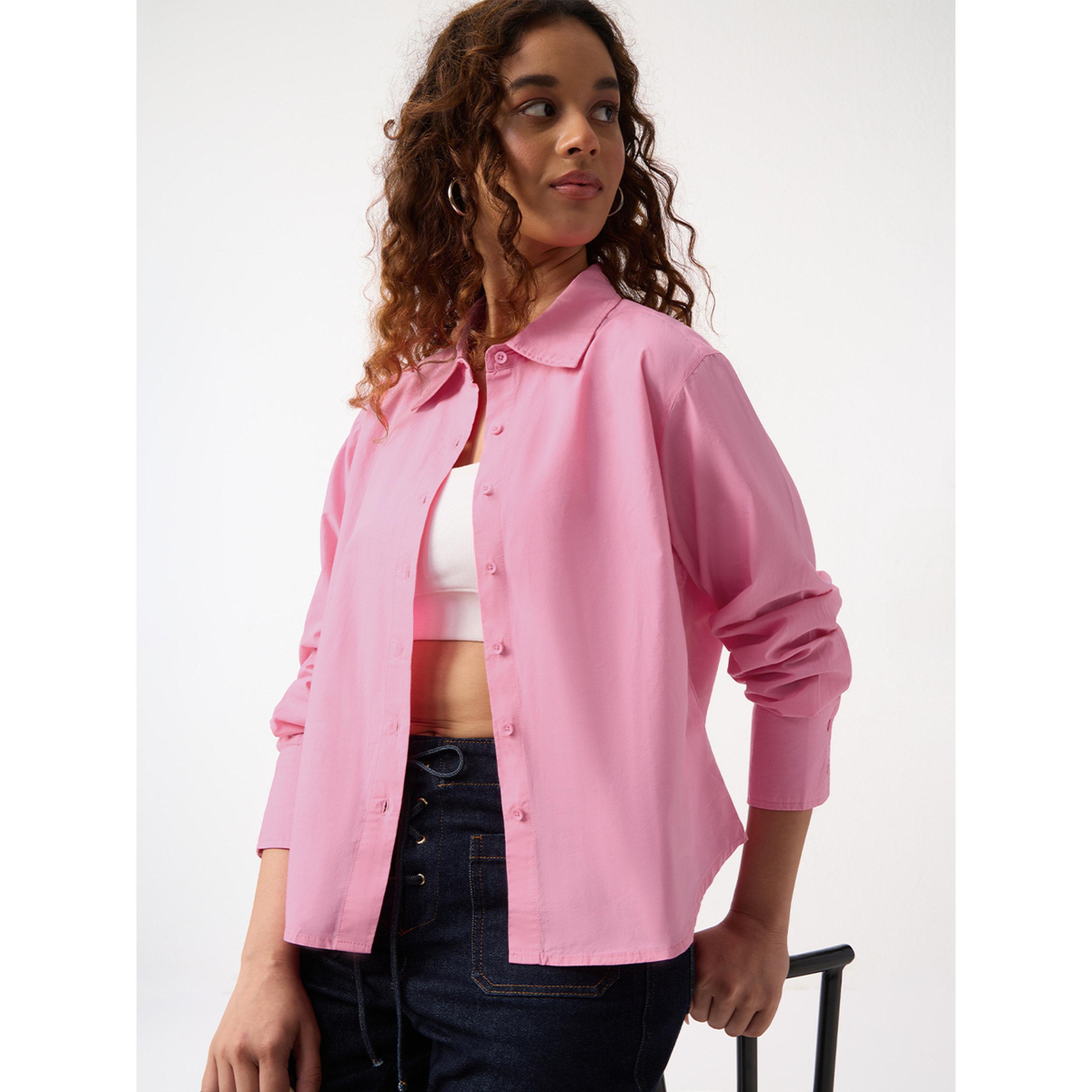 The Souled Store X Styli Pink Regular Fit Button-Up Shirt-women-clothing-shirtsandblouses-shirts-image-4