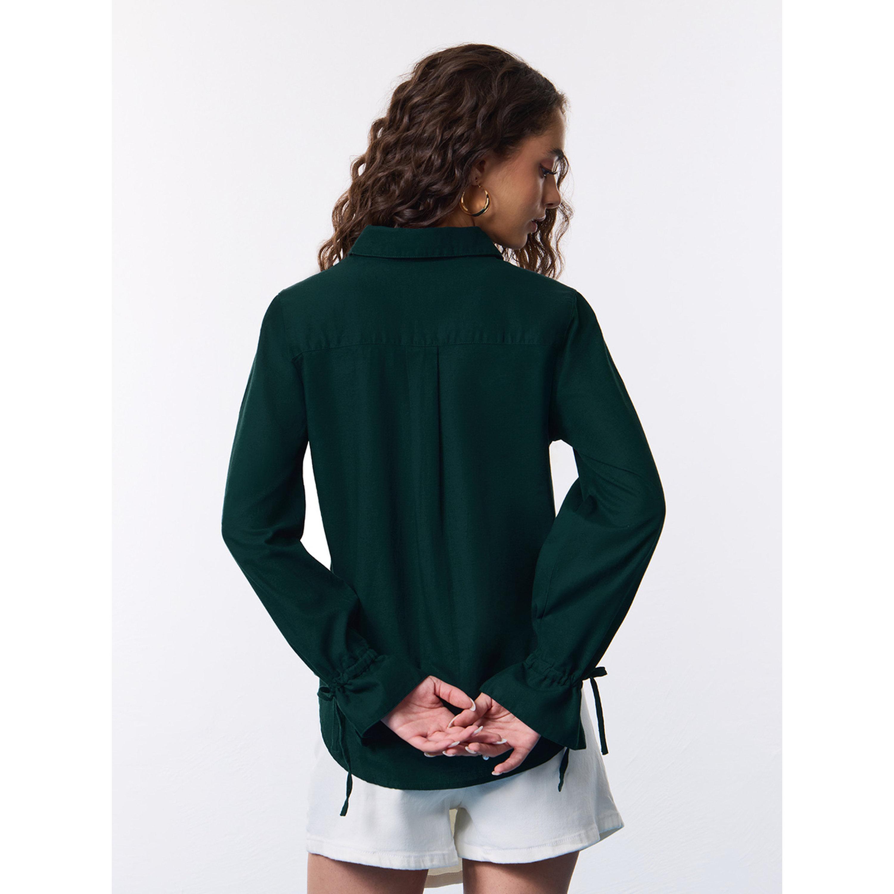 The Souled Store X Styli Relaxed Fit Long Sleeve Green Linen Blend Shirt-women-clothing-shirtsandblouses-shirts-image-4