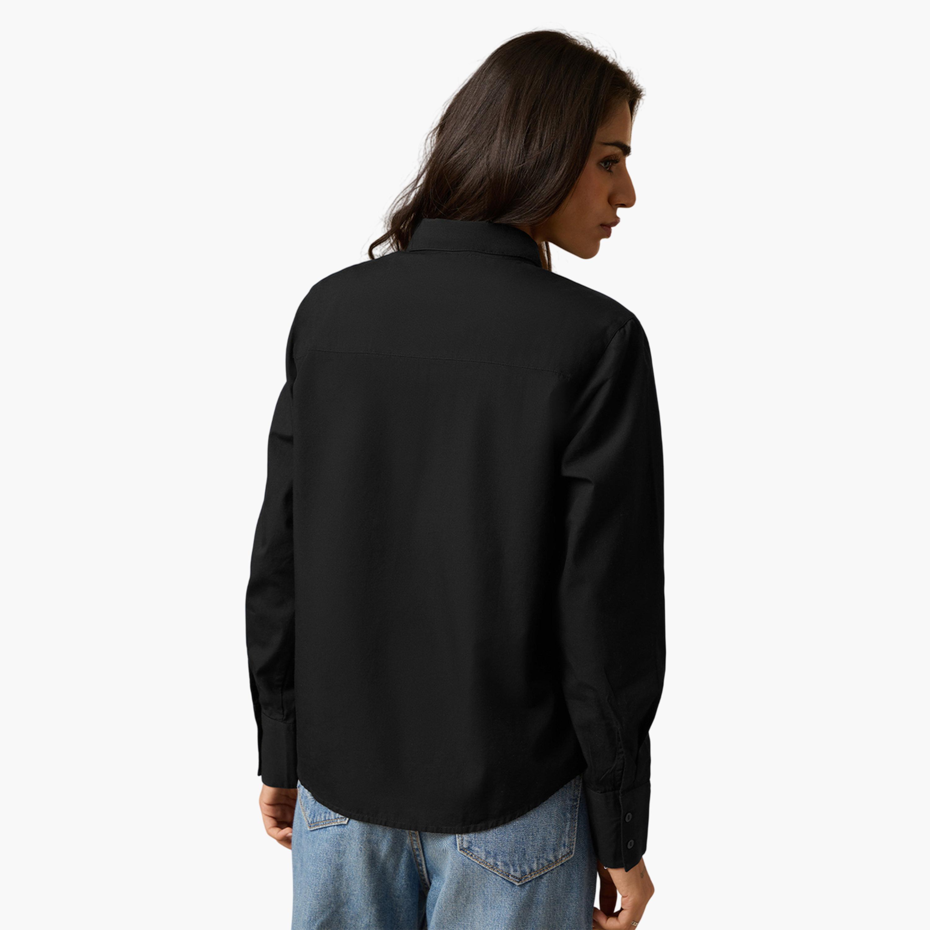 The Souled Store X Styli Chic Black Relaxed Fit Long Sleeve Shirt-women-clothing-shirtsandblouses-shirts-image-3