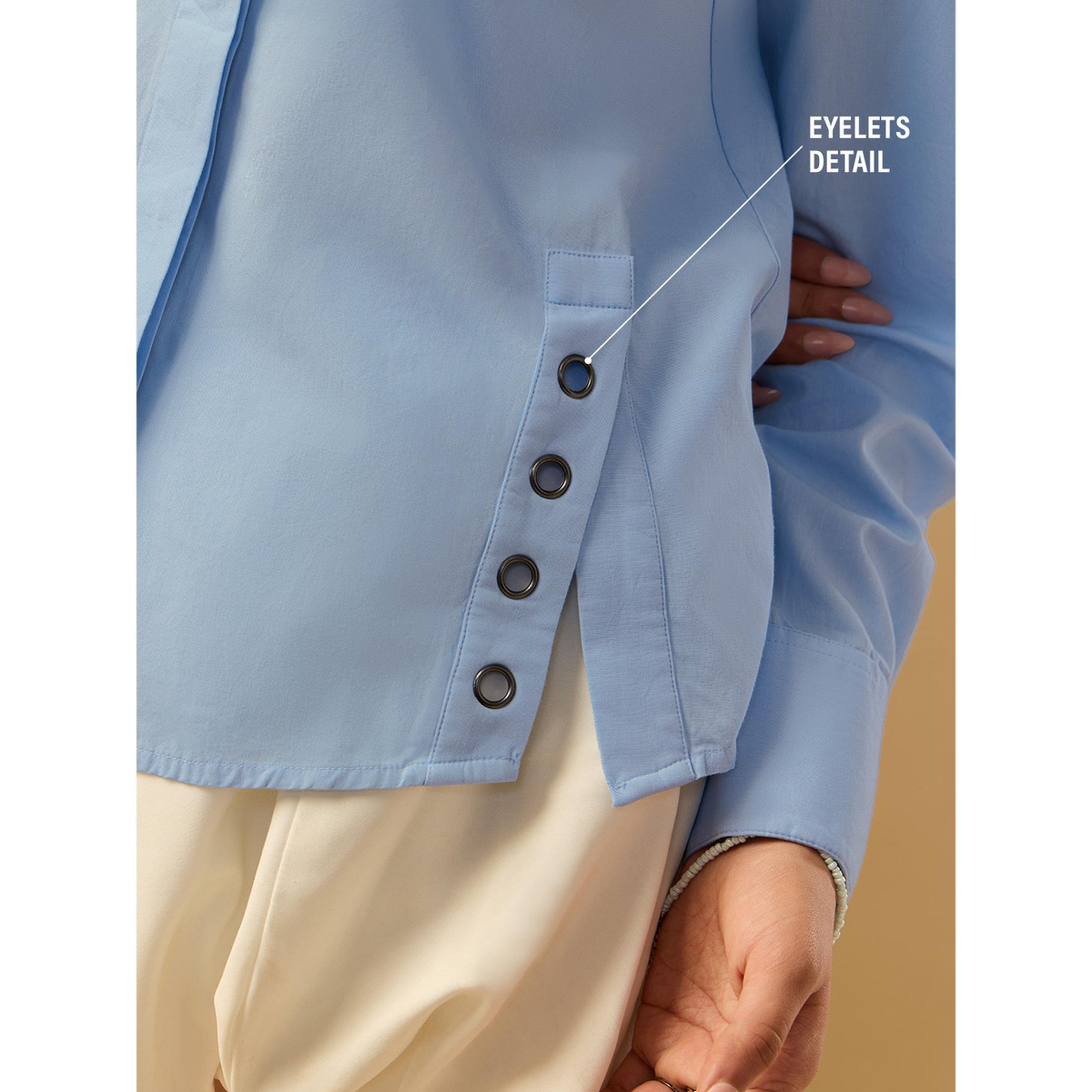 The Souled Store X Styli Blue Regular Fit Long Sleeve Shirt-women-clothing-shirtsandblouses-shirts-image-5
