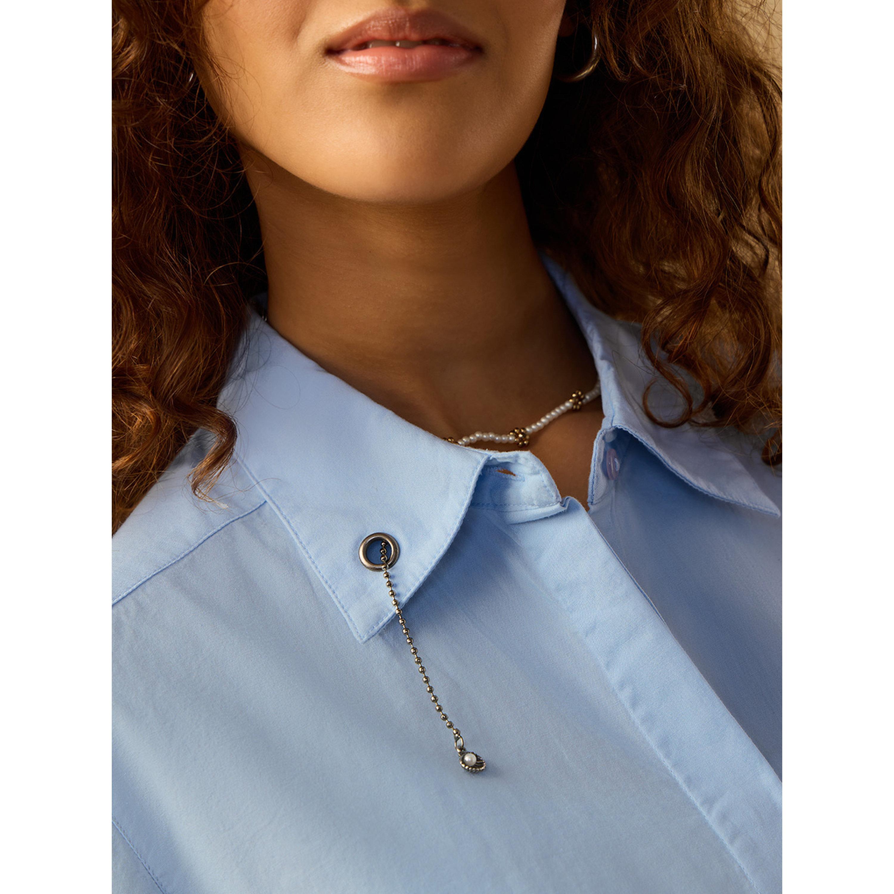 The Souled Store X Styli Blue Regular Fit Long Sleeve Shirt-women-clothing-shirtsandblouses-shirts-image-6