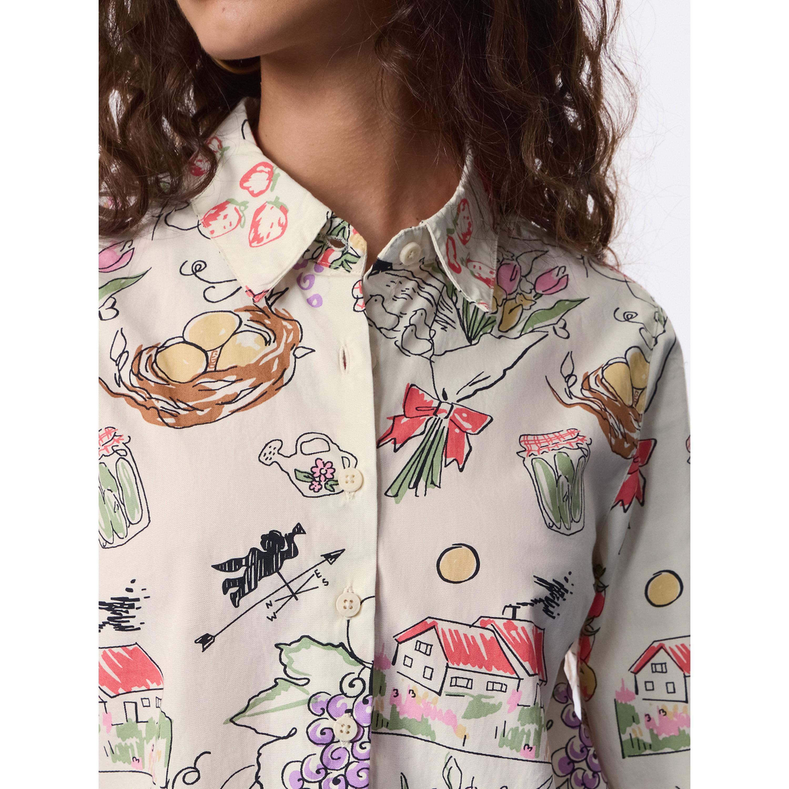بلوزة أوف وايت بأكمام طويلة بقصة مريحة وطبعة فارم لايف-women-clothing-shirtsandblouses-shirts-image-5
