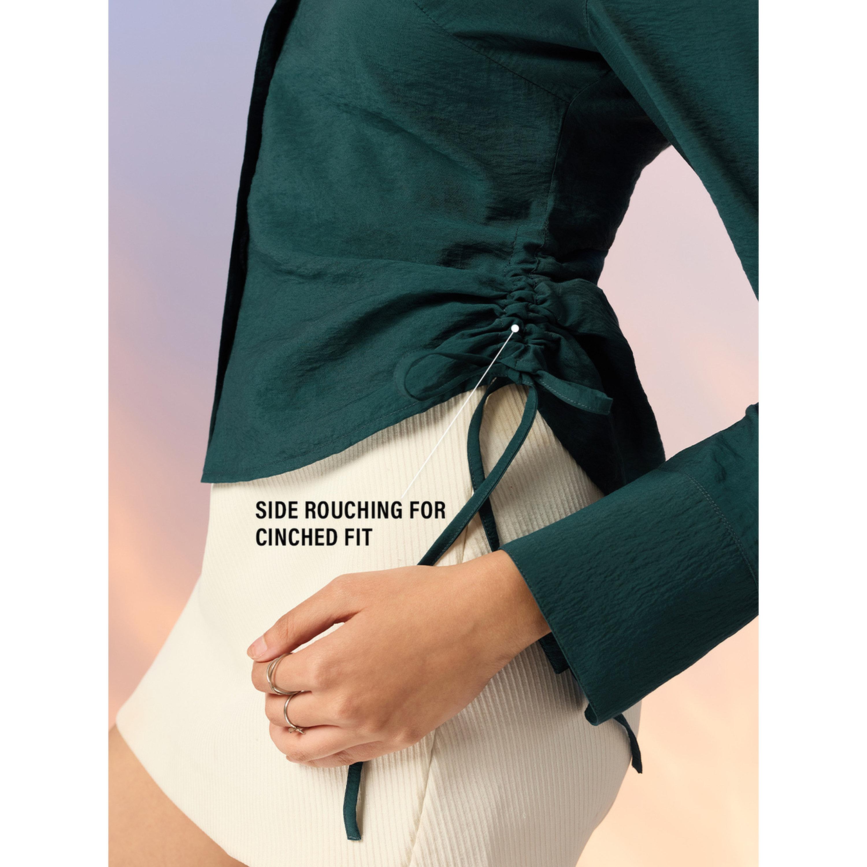 The Souled Store X Styli Emerald Green Long Sleeve Regular Fit Shirt-women-clothing-shirtsandblouses-shirts-image-5