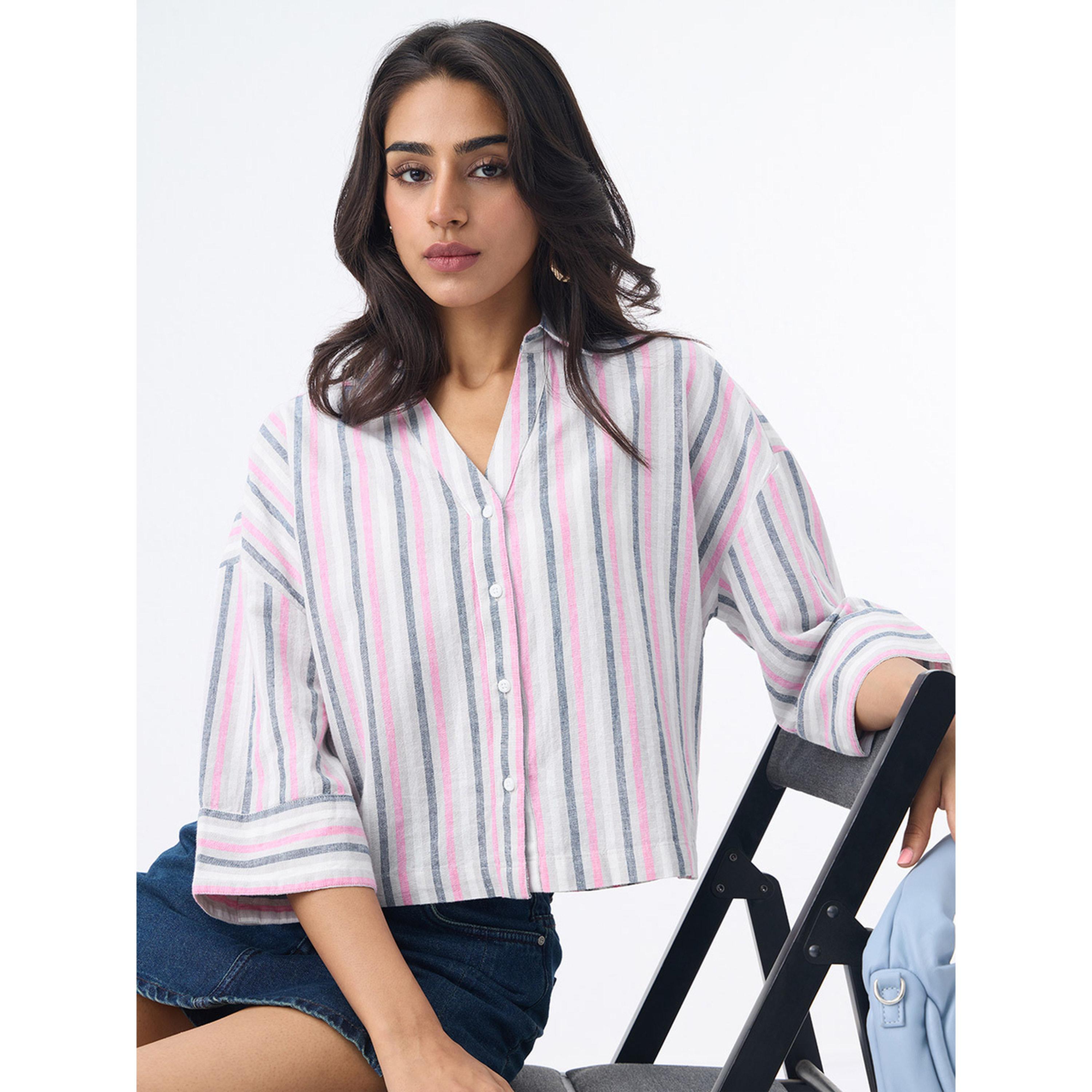 The Souled Store X Styli Oversized Striped Linen Blend Shirt-women-clothing-shirtsandblouses-shirts-image-4
