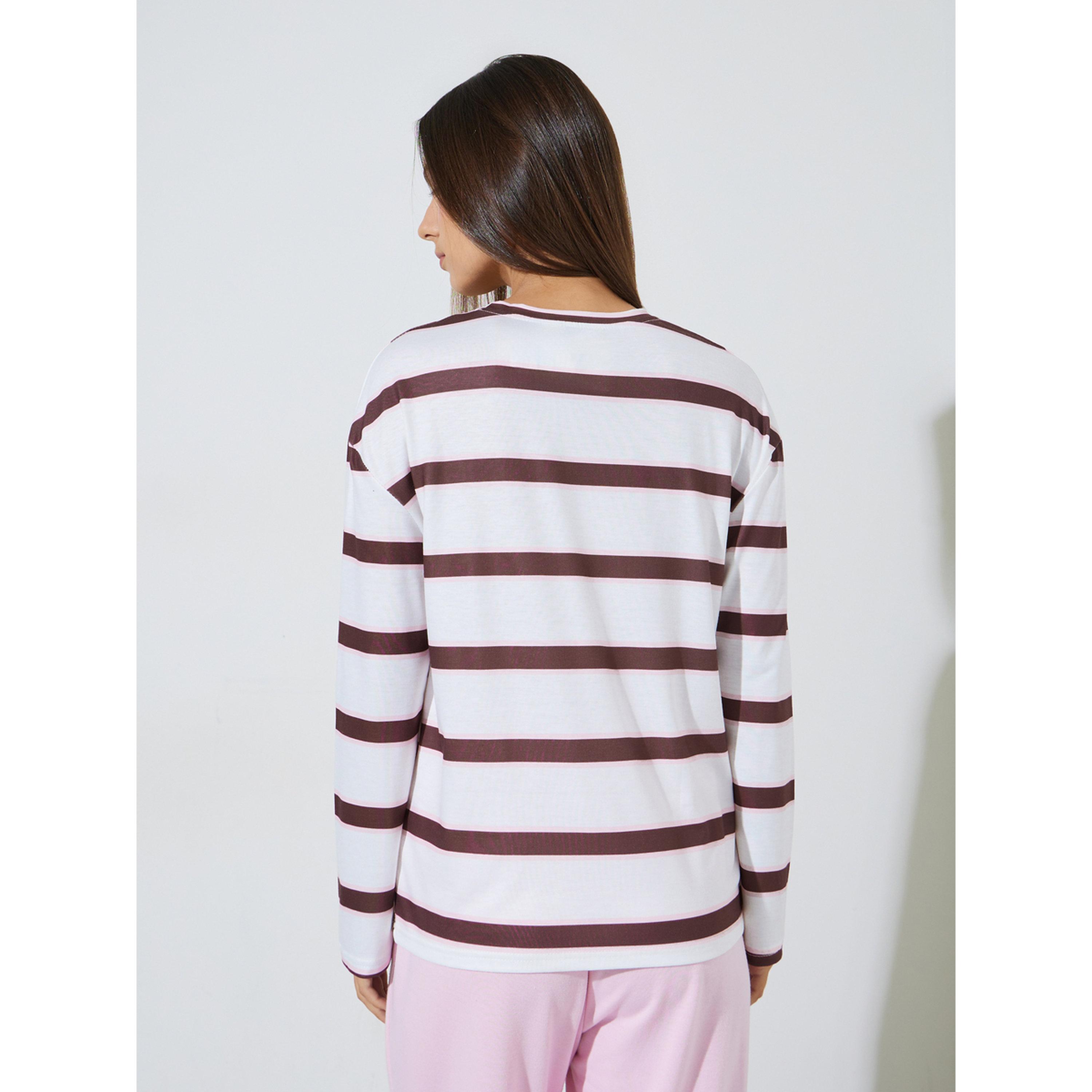 تيشيرت واسع بأكمام طويلة ومخطط متعدد الألوان-women-clothing-tshirts-image-3