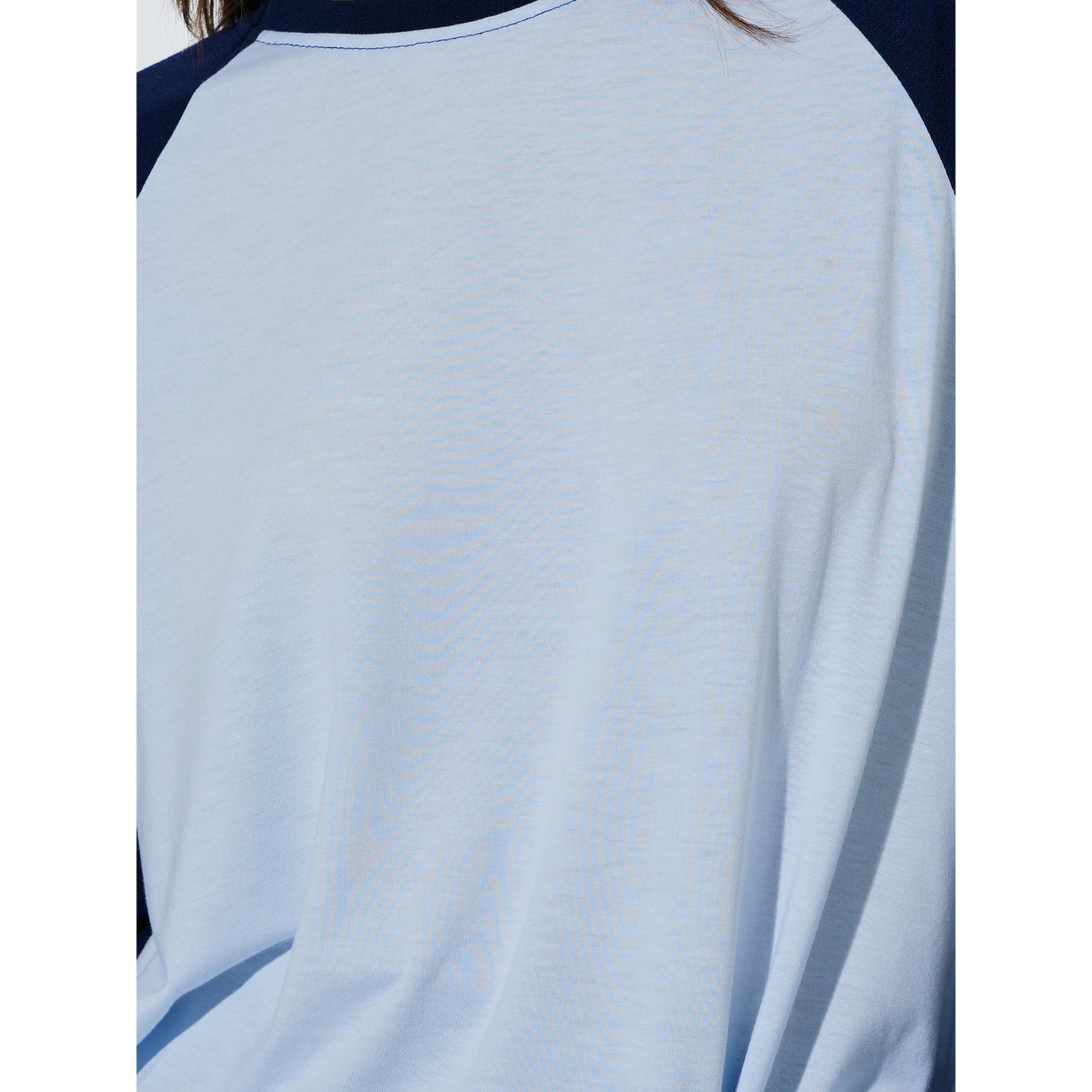 Styli Blue Color Block Raglan Long Sleeves T-Shirt-women-clothing-tshirts-image-5