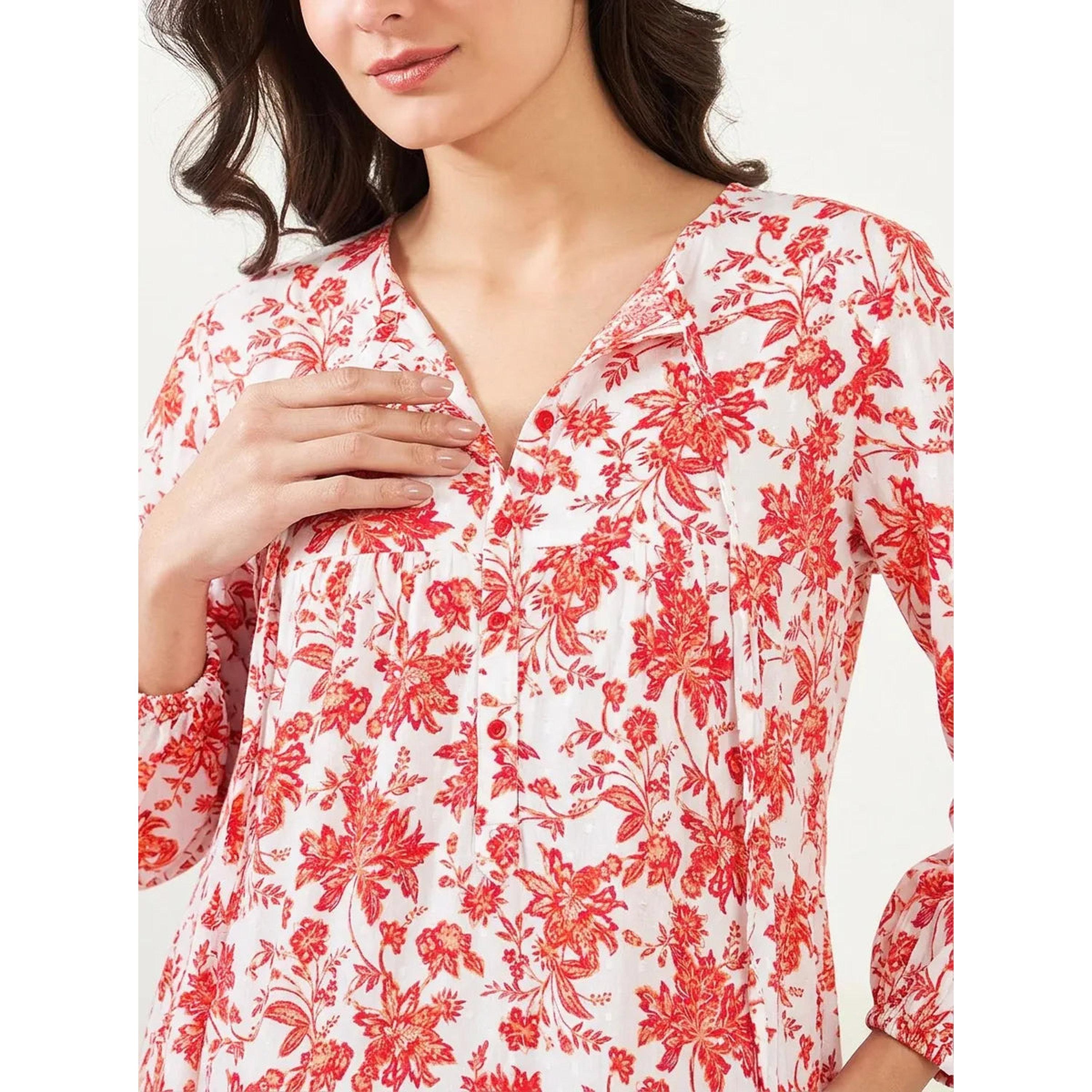 قميص نوم قطن للحوامل بطبعة زهور متعدد الألوان-women-clothing-maternity-nightwear-image-5