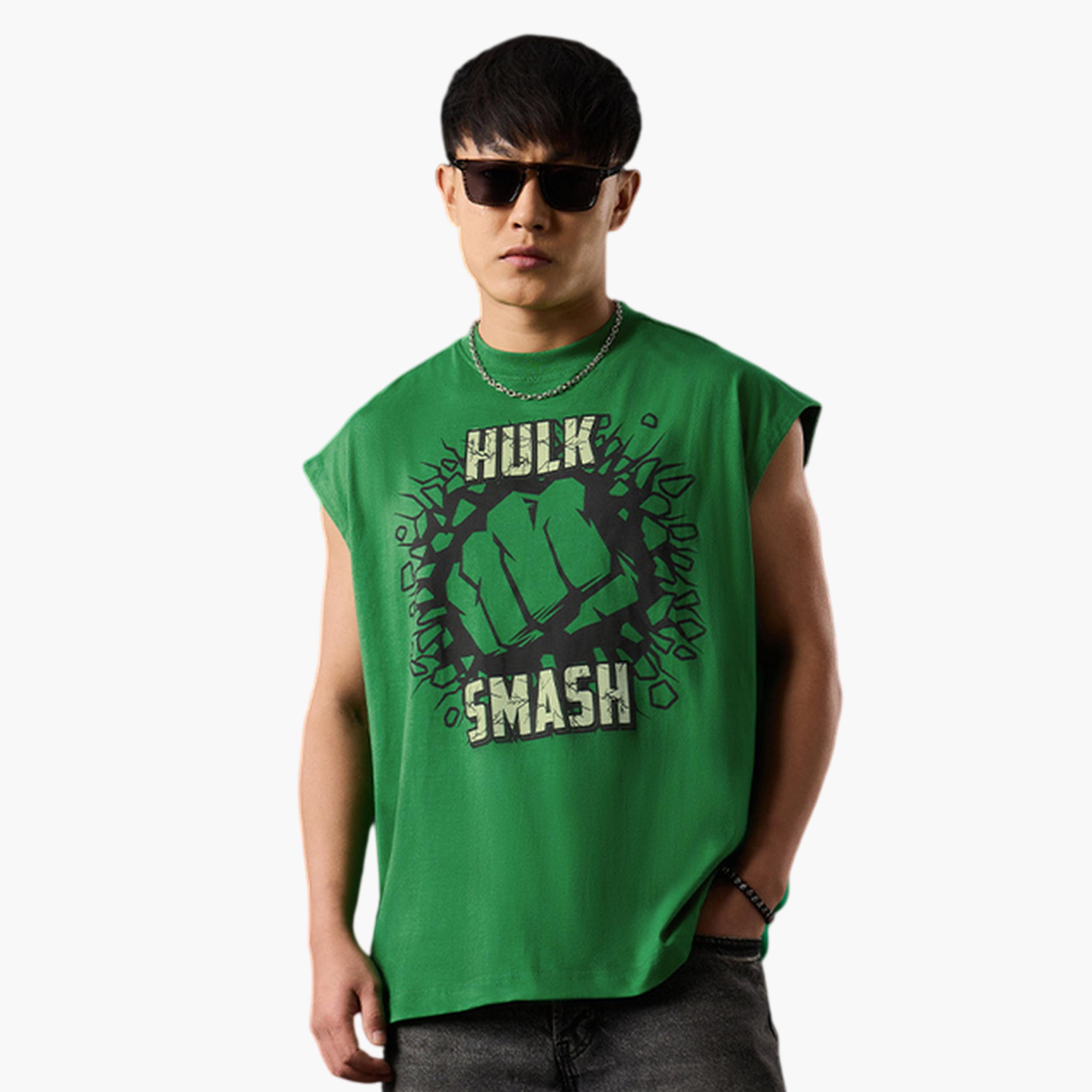 The Souled Store X Styli Men Green Printed Hulk Smash Oversized Vest-men-clothing-innerwear-vests-image-1