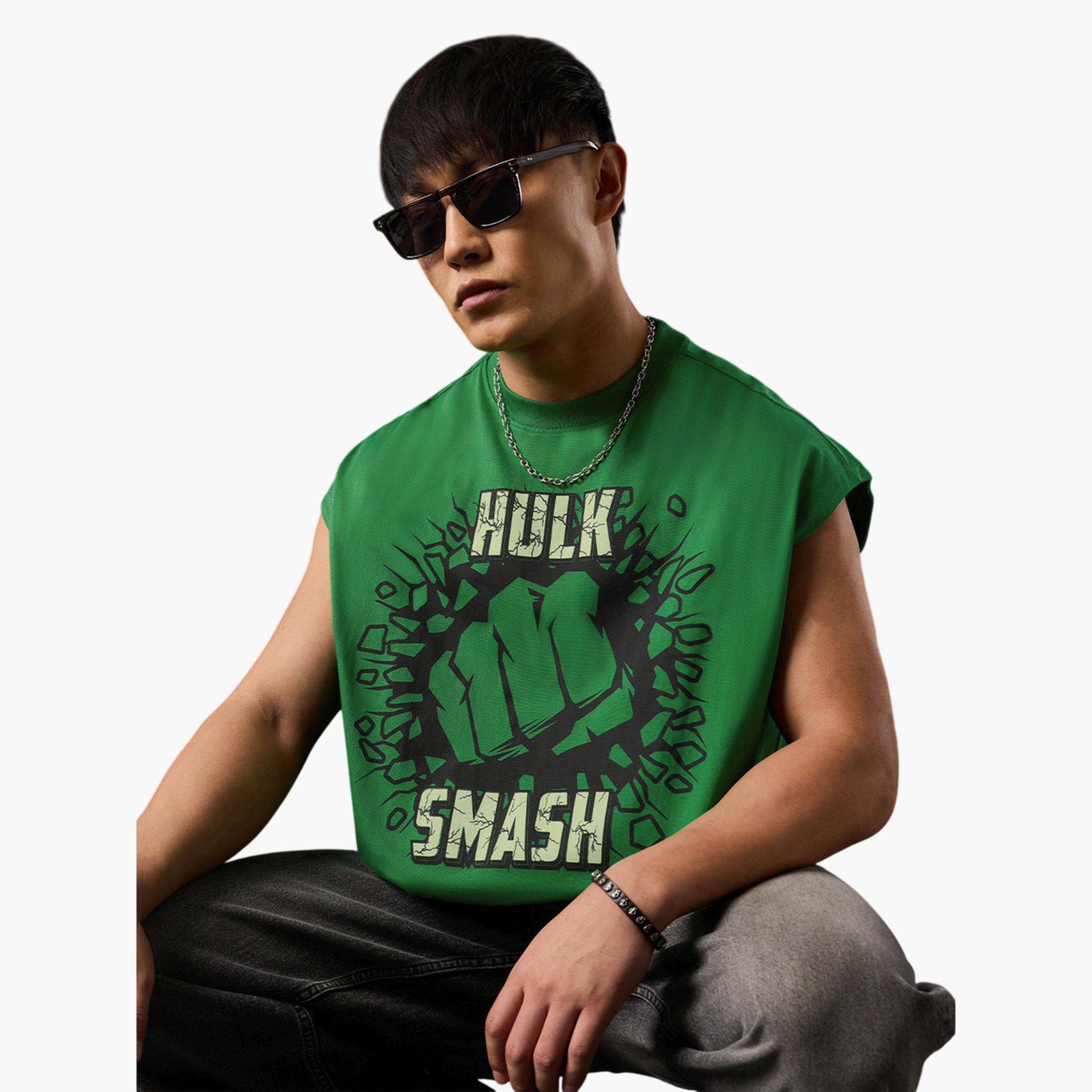 The Souled Store X Styli Men Green Printed Hulk Smash Oversized Vest-men-clothing-innerwear-vests-image-3
