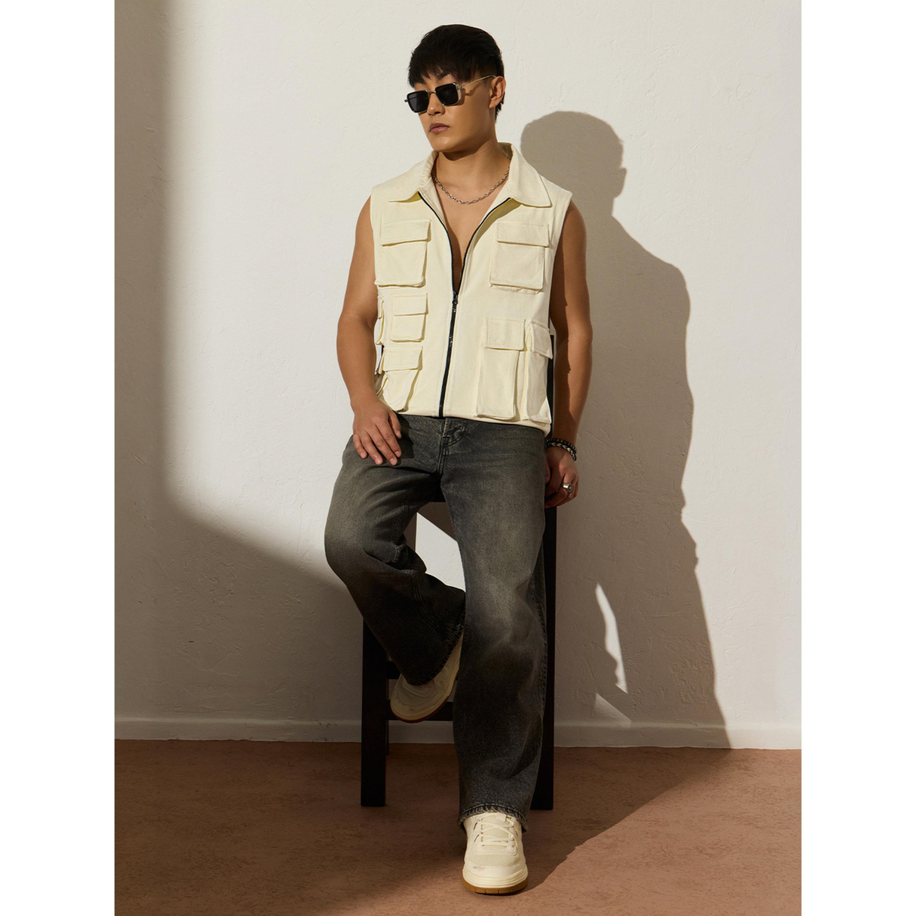 The Souled Store X Styli Men Cream Utility Vest with Pockets-men-clothing-innerwear-vests-image-2