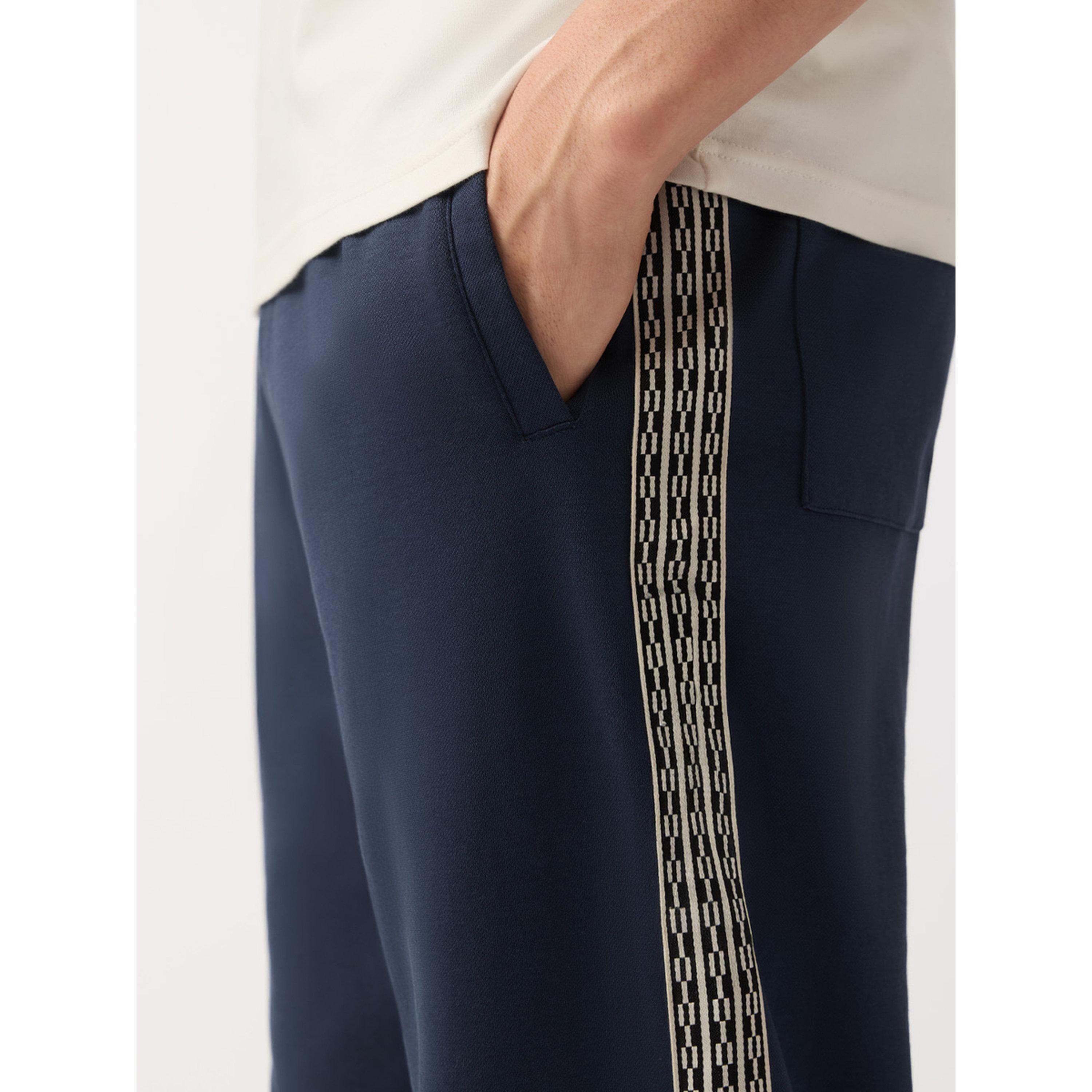 The Souled Store X Styli Men Navy Blue Baggy Fit Joggers with Jacquard Tape-men-clothing-joggers-image-3