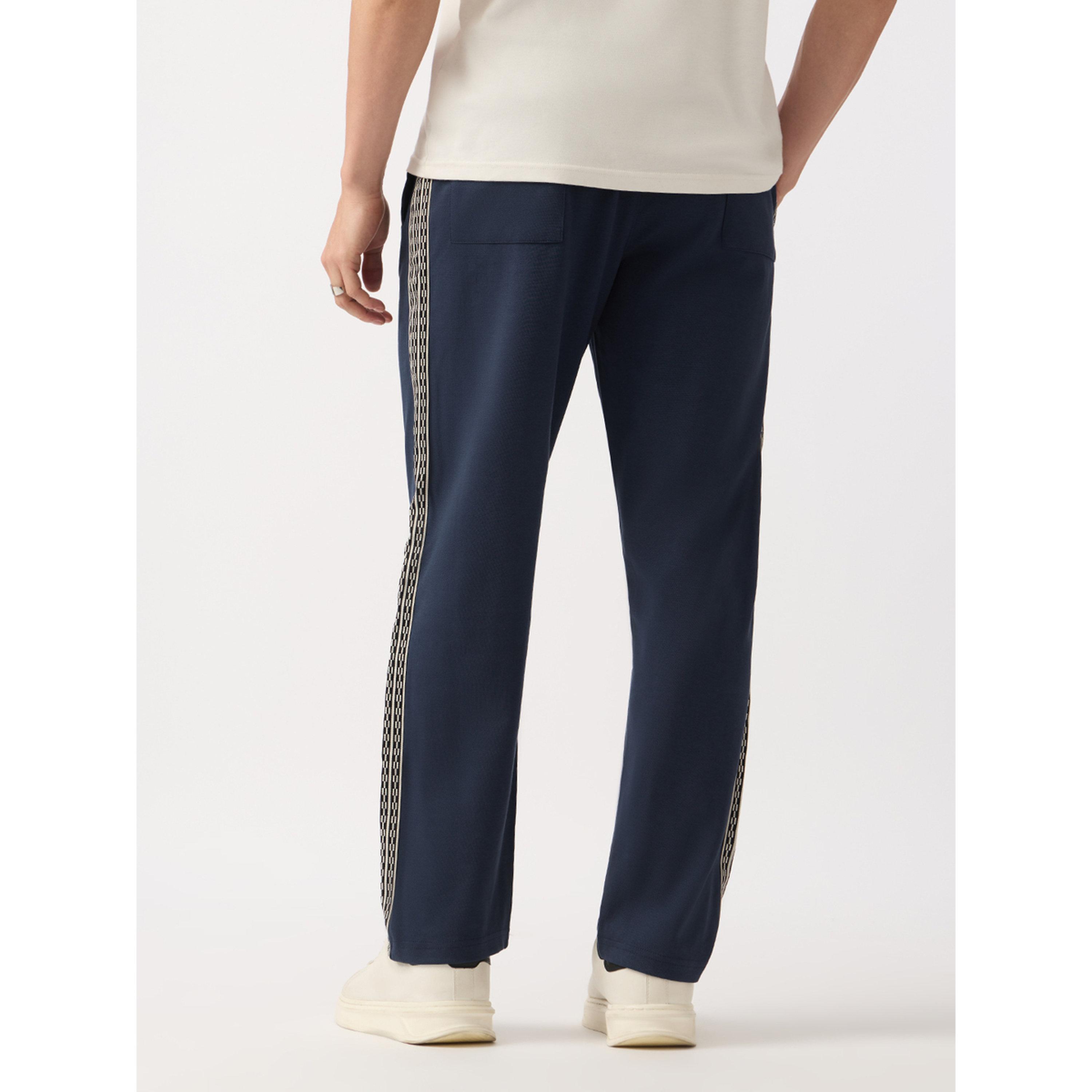 The Souled Store X Styli Men Navy Blue Baggy Fit Joggers with Jacquard Tape-men-clothing-joggers-image-5
