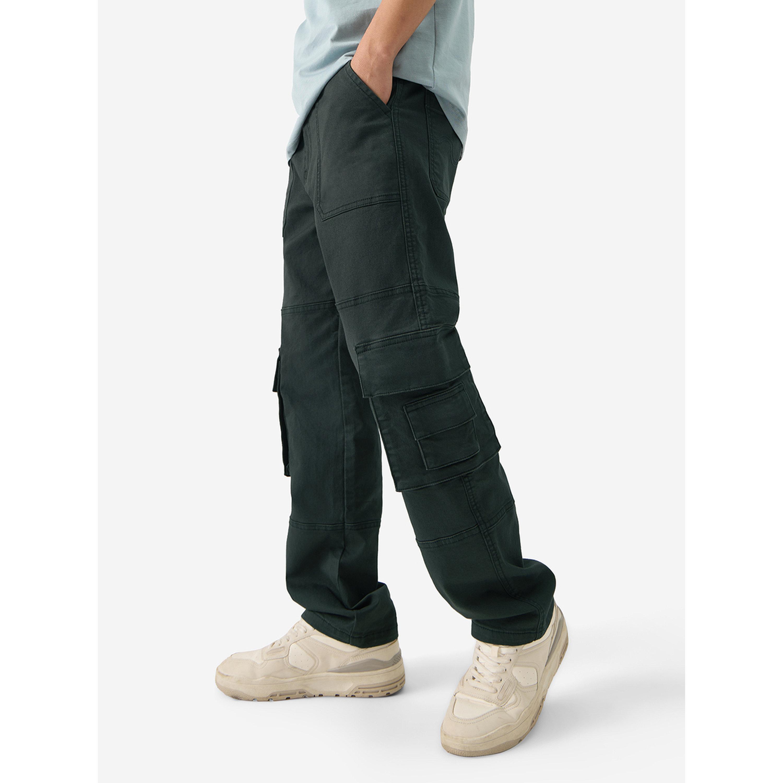 The Souled Store X Styli Men Dark Green Straight Fit Cargo Jeans-men-clothing-jeans-image-1