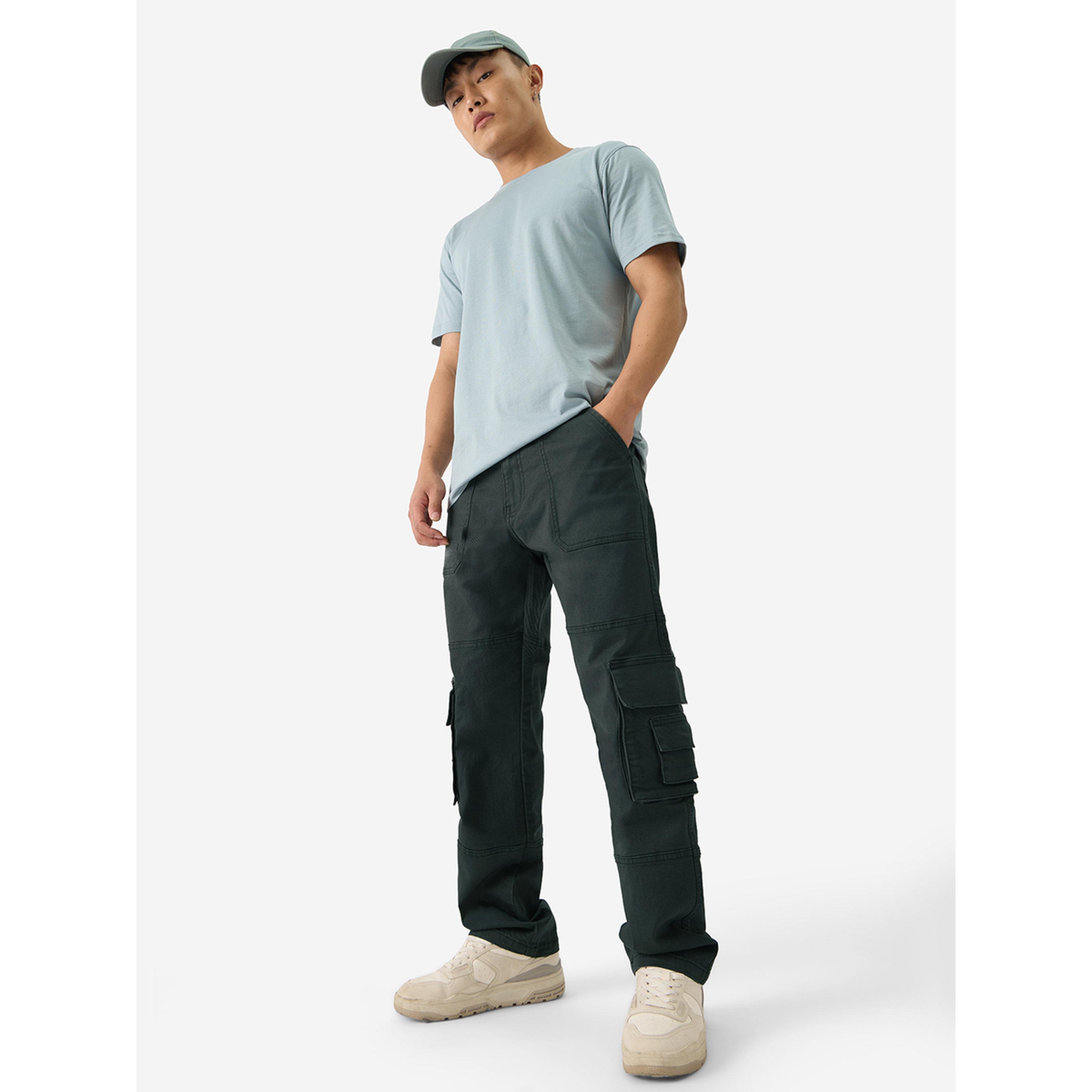 The Souled Store X Styli Men Dark Green Straight Fit Cargo Jeans-men-clothing-jeans-image-2